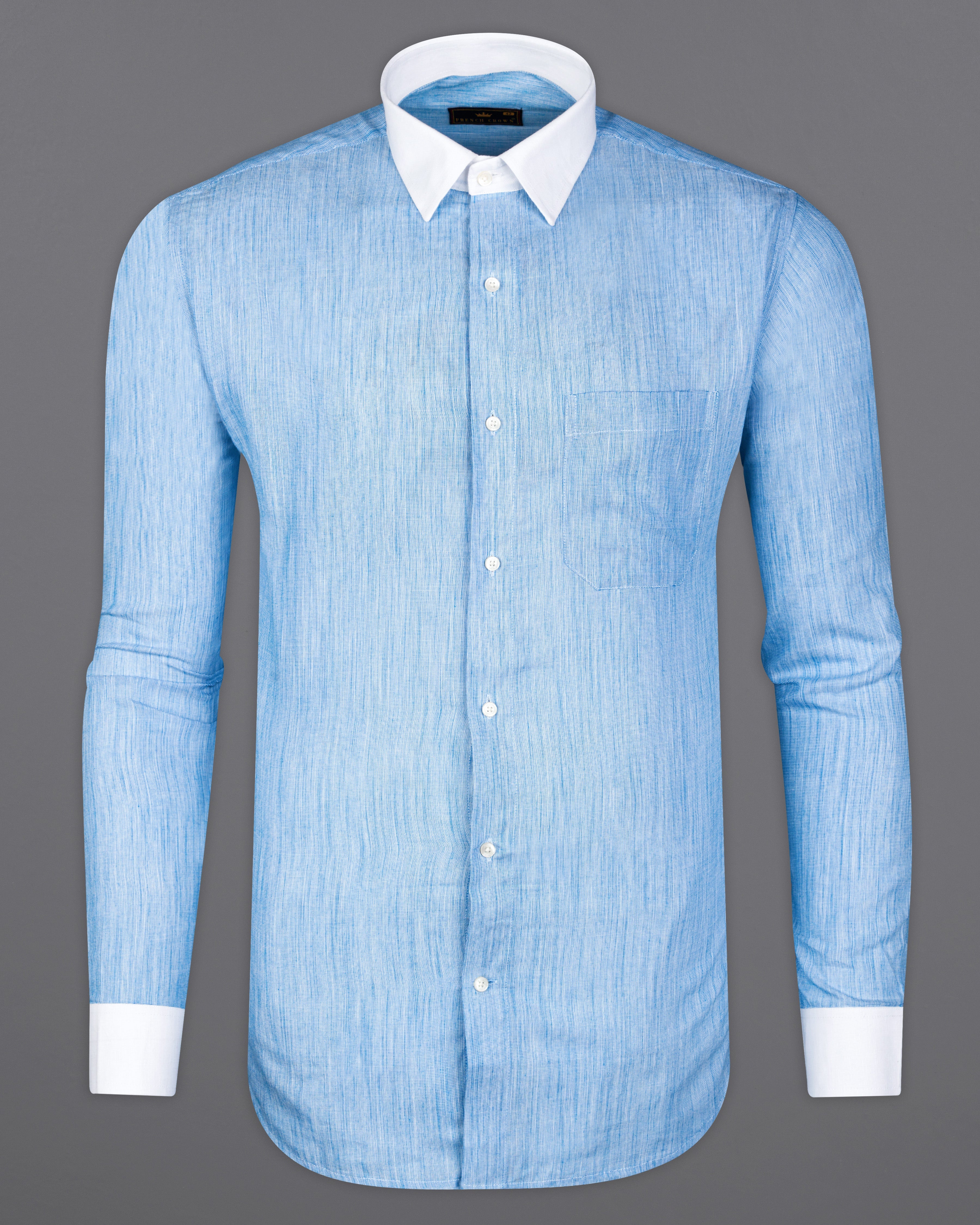 Carolina Blue with White Cuffs and Collar Chambray Shirt 10009-WCC-38, 10009-WCC-H-38, 10009-WCC-39, 10009-WCC-H-39, 10009-WCC-40, 10009-WCC-H-40, 10009-WCC-42, 10009-WCC-H-42, 10009-WCC-44, 10009-WCC-H-44, 10009-WCC-46, 10009-WCC-H-46, 10009-WCC-48, 10009-WCC-H-48, 10009-WCC-50, 10009-WCC-H-50, 10009-WCC-52, 10009-WCC-H-52