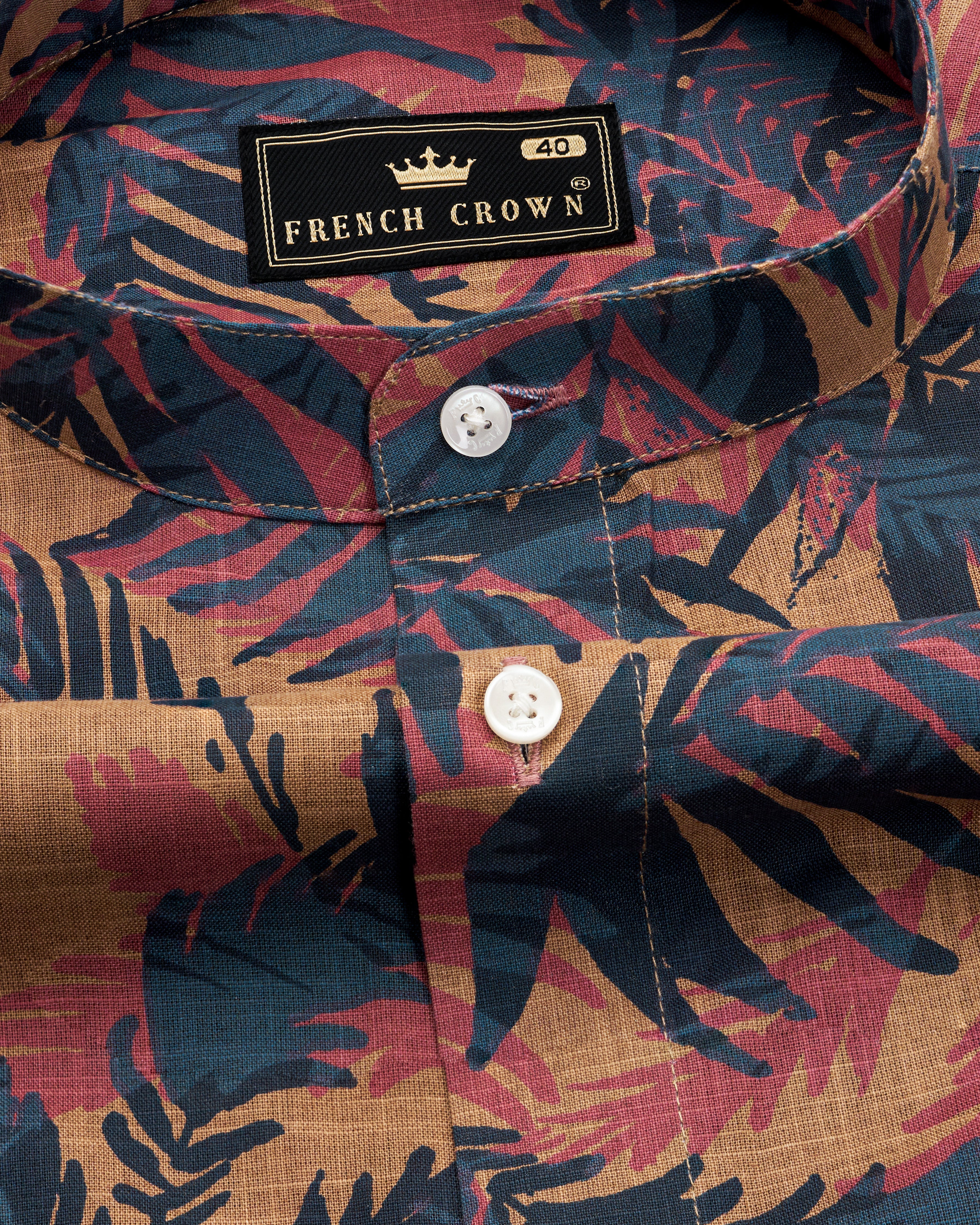 Outer Space Gray with Persian Beige Leaves Textured Chambray Shirt 10013-M-38, 10013-M-H-38, 10013-M-39, 10013-M-H-39, 10013-M-40, 10013-M-H-40, 10013-M-42, 10013-M-H-42, 10013-M-44, 10013-M-H-44, 10013-M-46, 10013-M-H-46, 10013-M-48, 10013-M-H-48, 10013-M-50, 10013-M-H-50, 10013-M-52, 10013-M-H-52