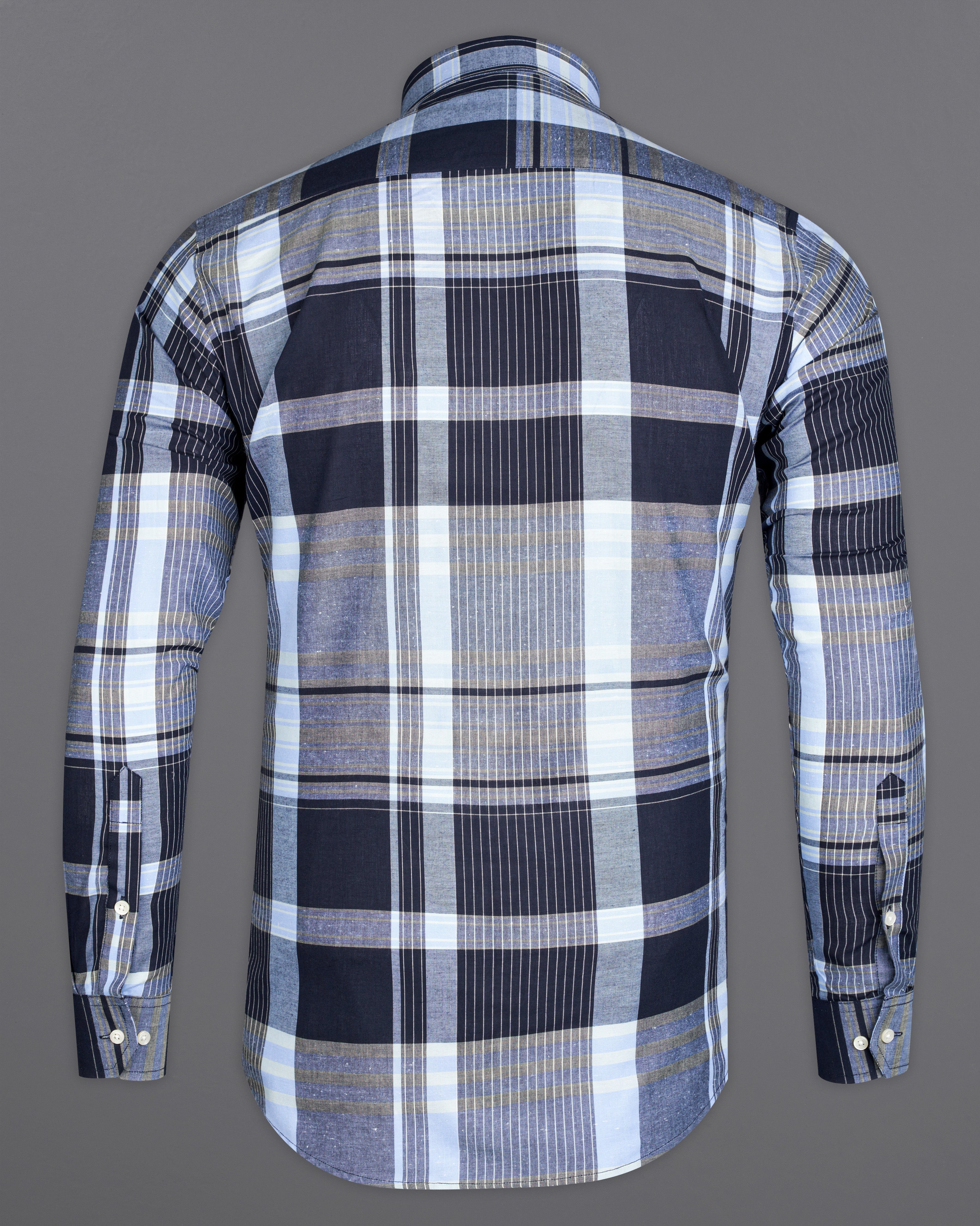 Mirage Blue with Periwinkle Blue and White Premium Cotton Shirt