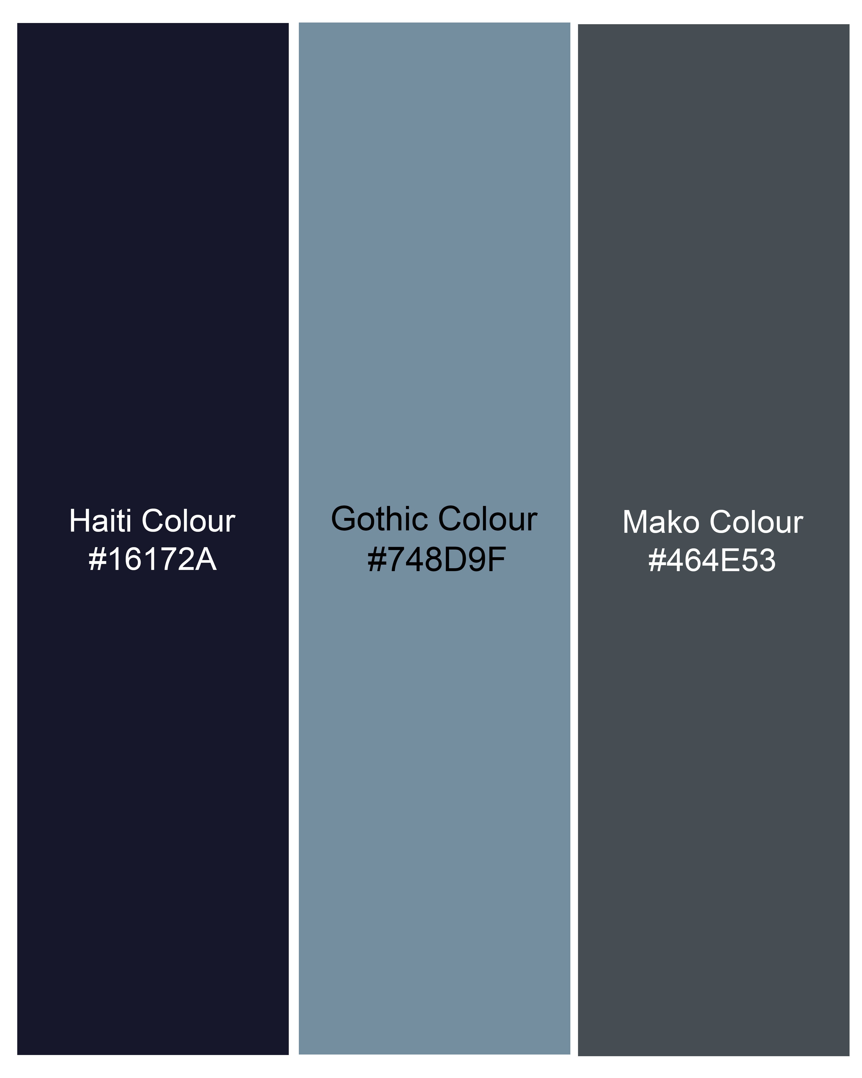 Haiti Blue Printed with White Cuffs and Collar Super Soft Premium Cotton Shirt