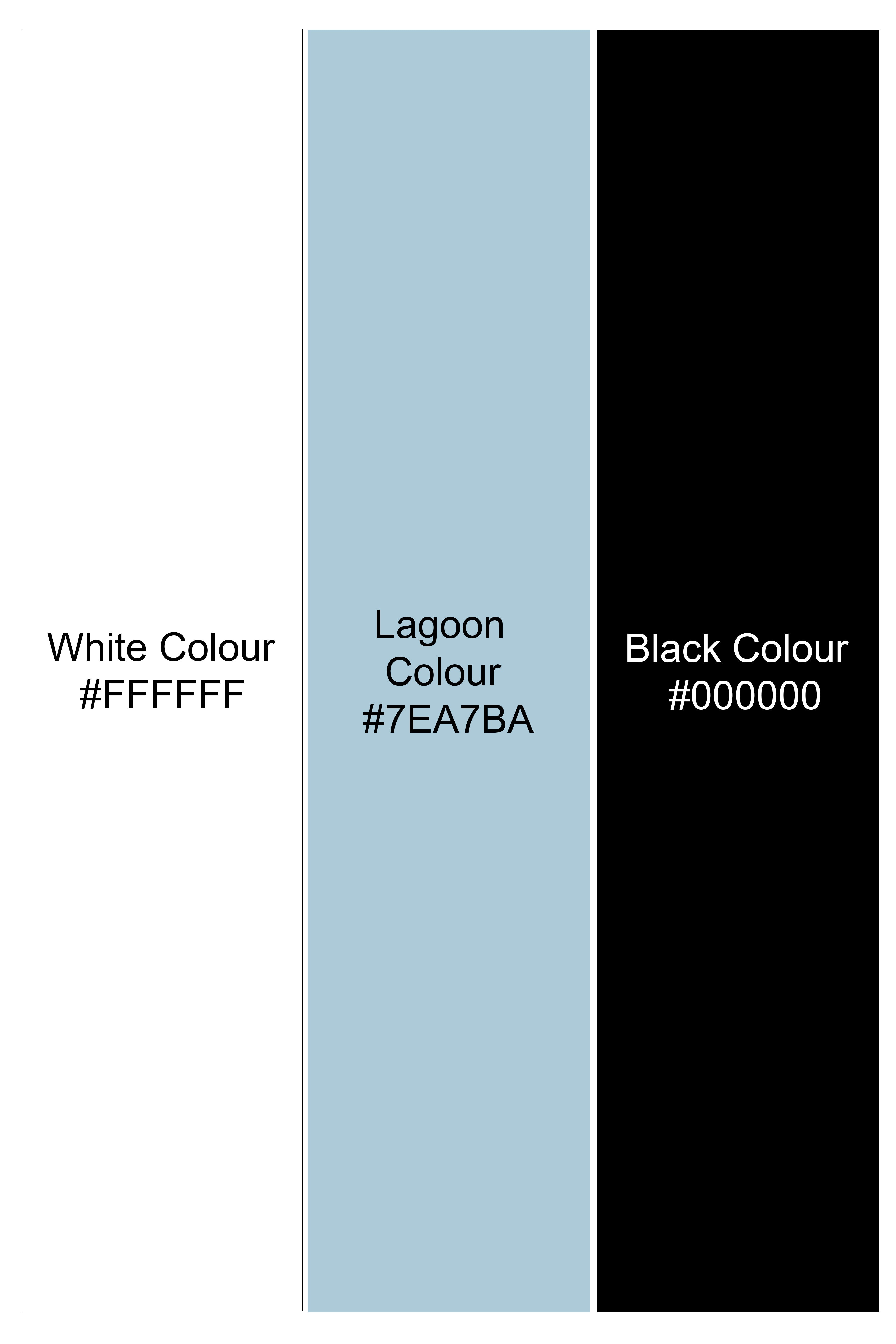 Half Lagoon Blue and Half Black Paisley Printed Super Soft Premium Cotton Designer Shirt