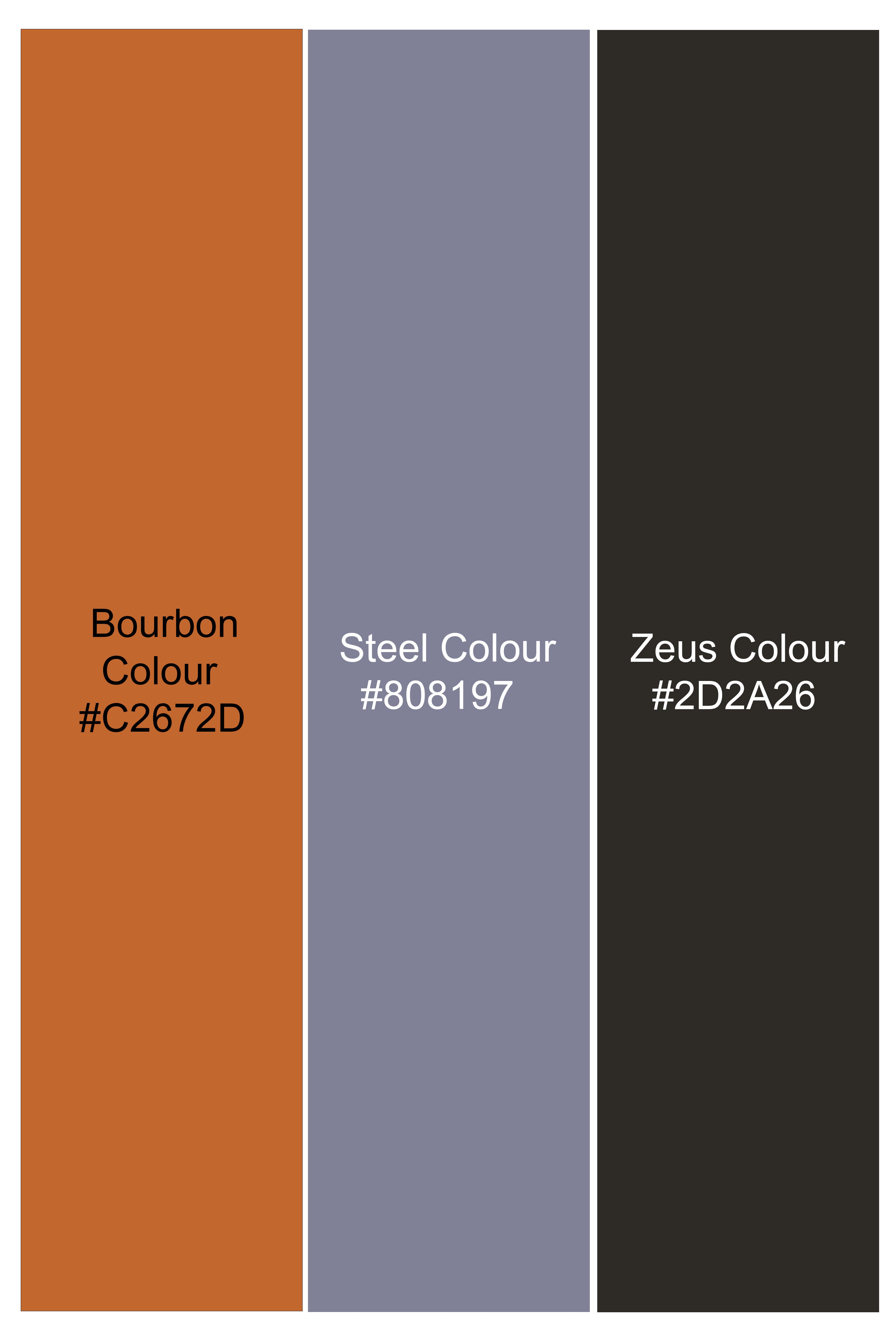 Bourbon Orange with Steel Gray Paisley Printed Super Soft Premium Cotton Shirt