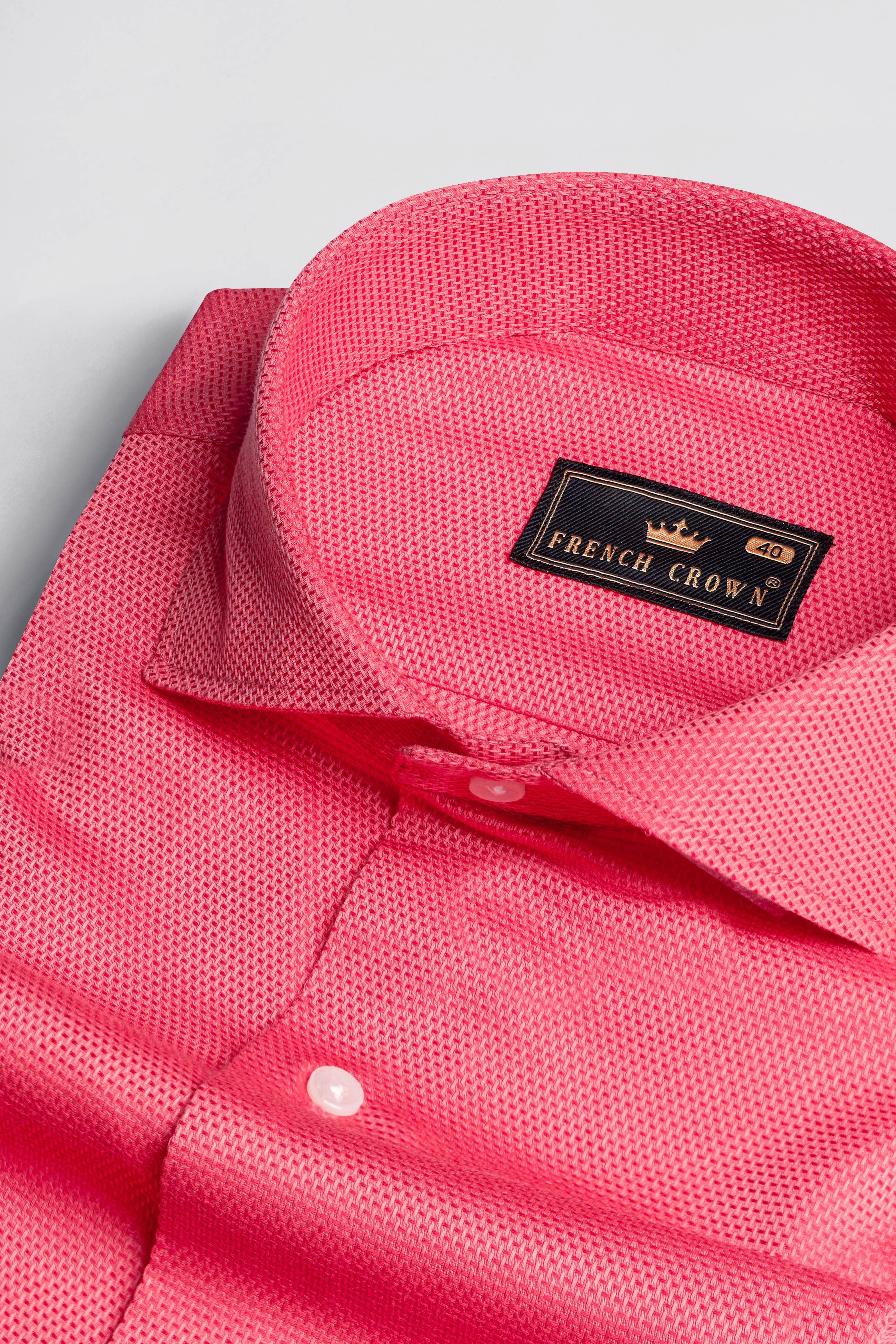 Rosy Pink Dobby Textured Premium Giza Cotton Shirt