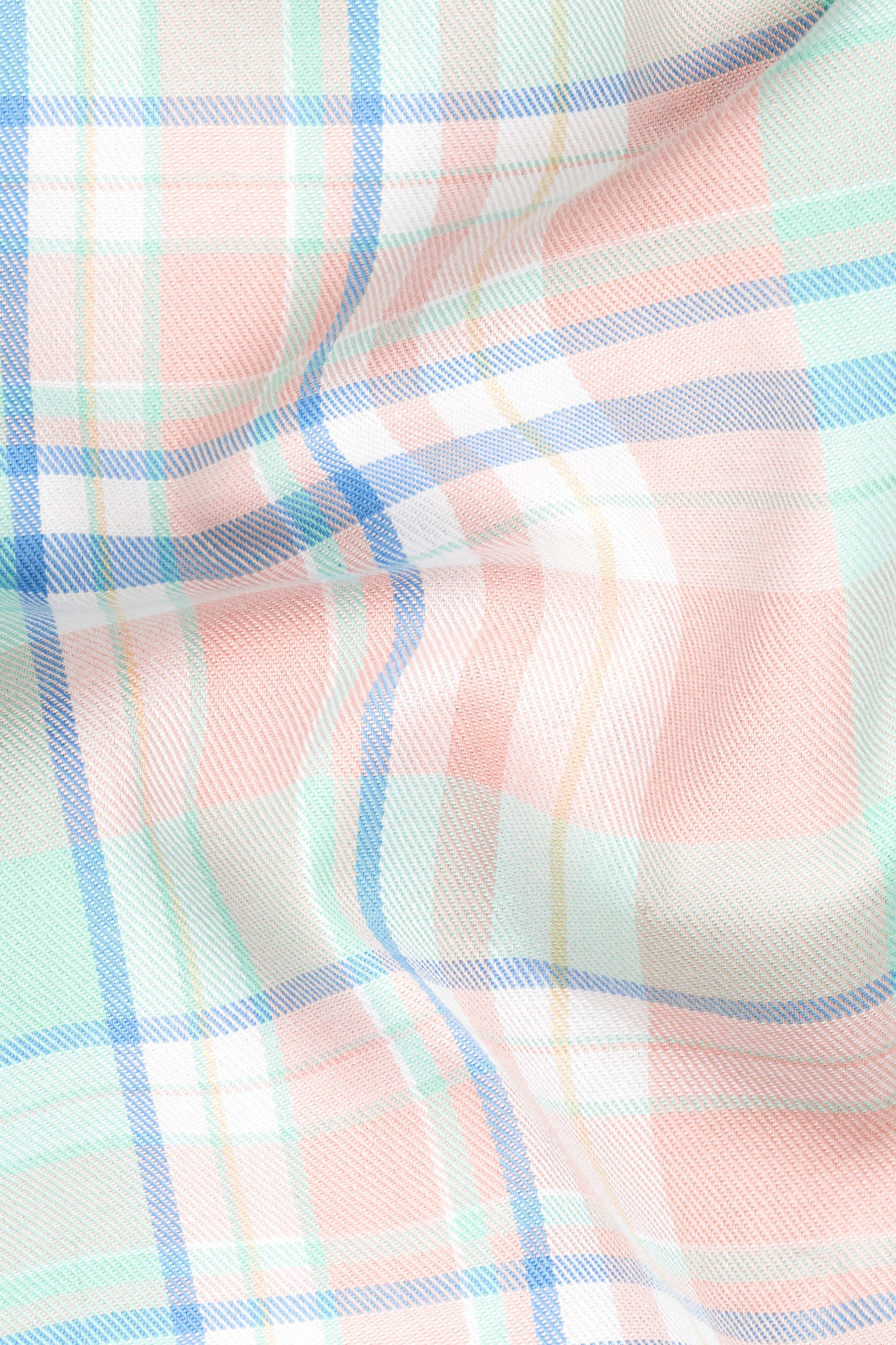 Oyster Pink with Mint Tulip Green Twill Plaid Premium Cotton Shirt