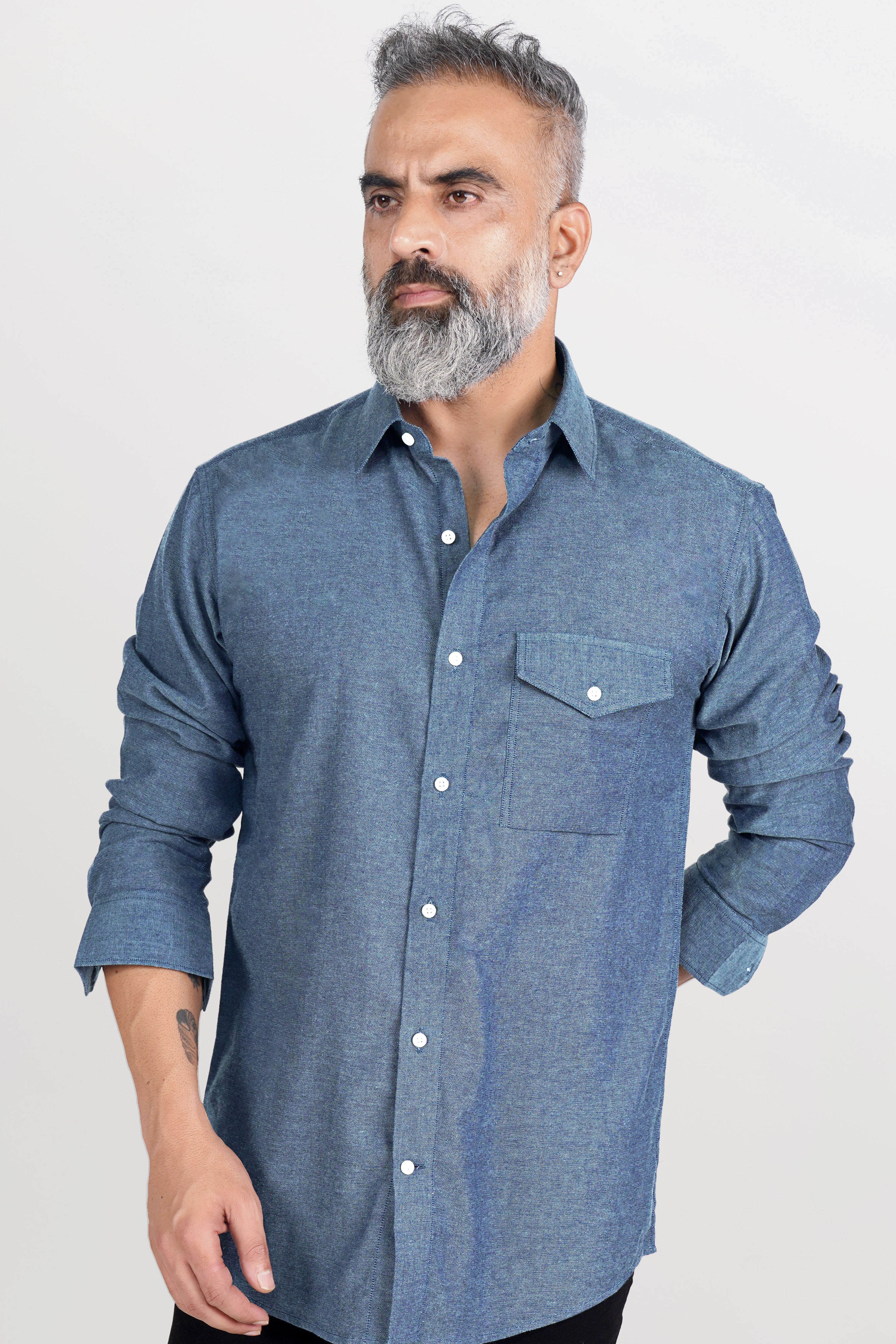 Kashmir Blue Luxurious Linen Shirt