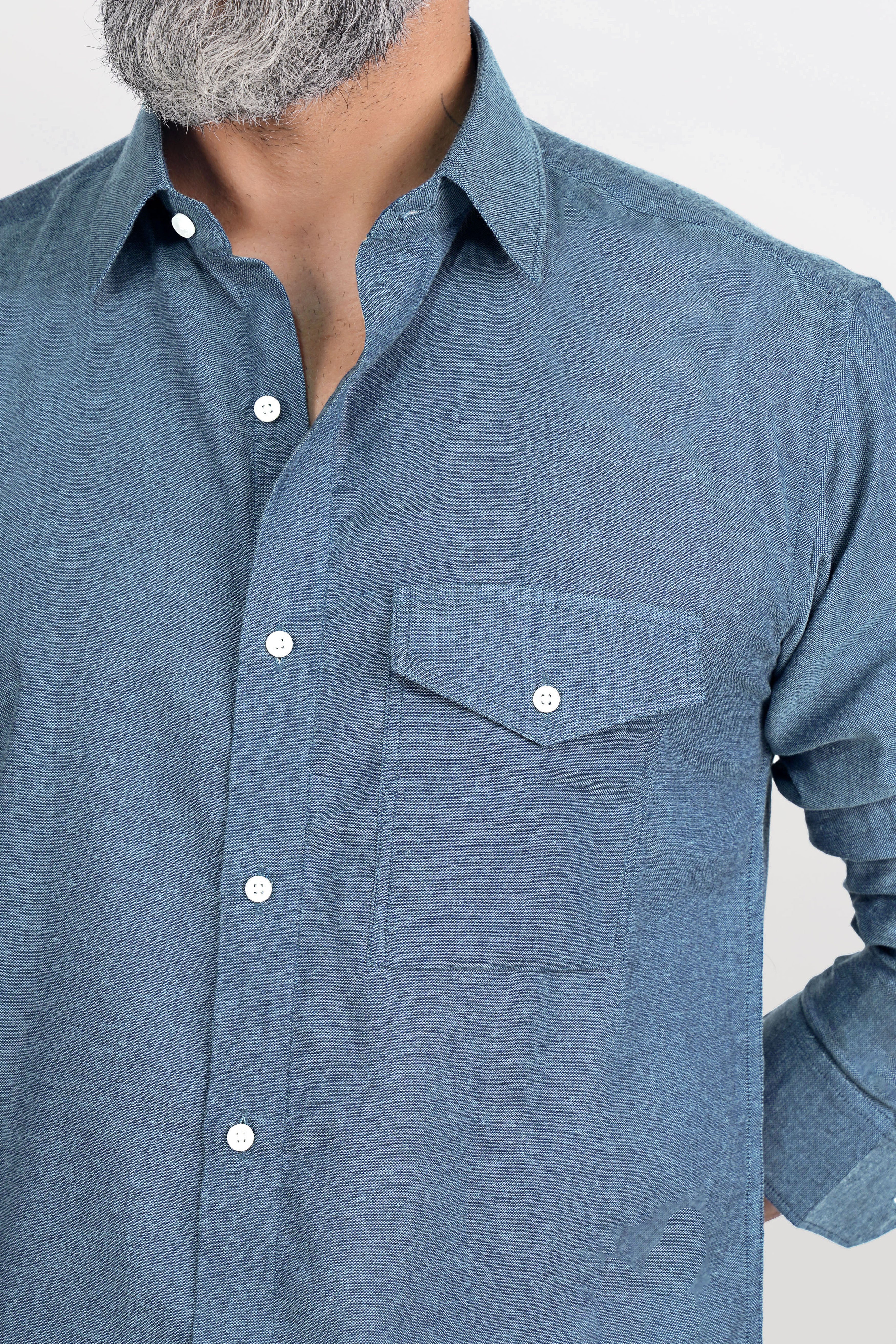 Kashmir Blue Luxurious Linen Shirt