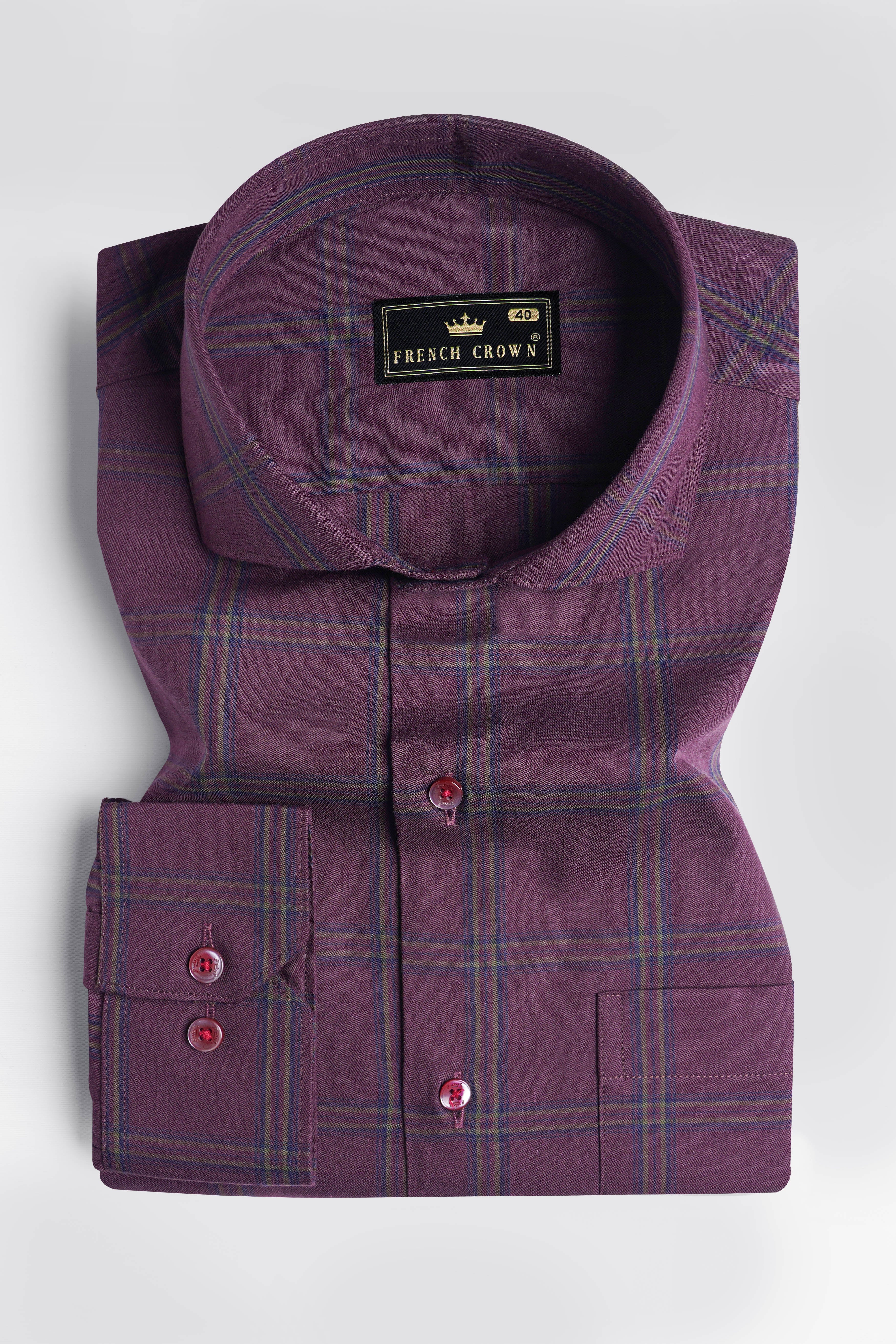 Matterhorn Maroon with Tuna Blue Twill Plaid Premium Cotton Shirt