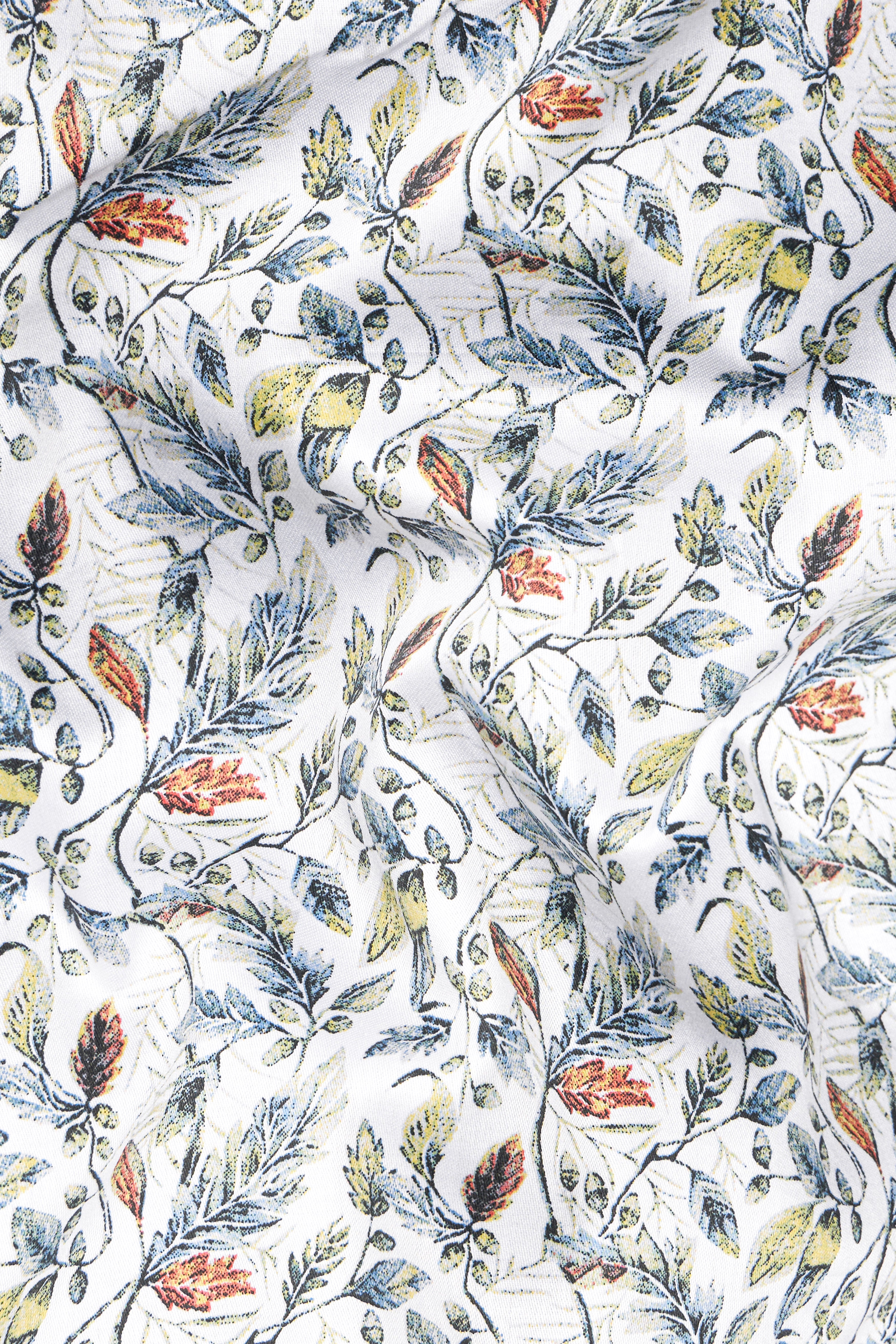 Bright White with Chestnut Red Multicolour Ditsy Printed Super Soft Premium Cotton Shirt