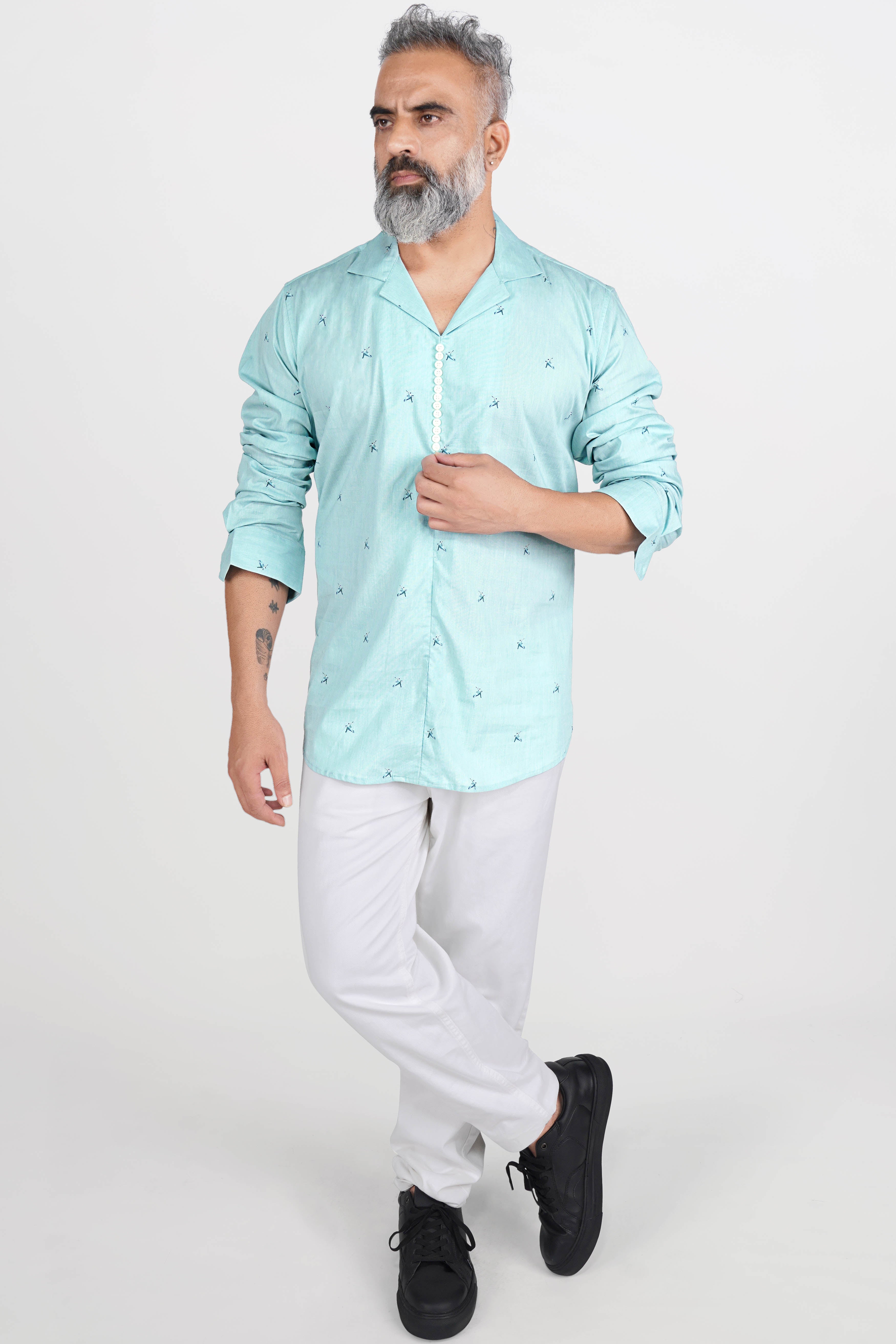 Sinbad Blue Printe Super Soft Premium Cotton Designer Shirt