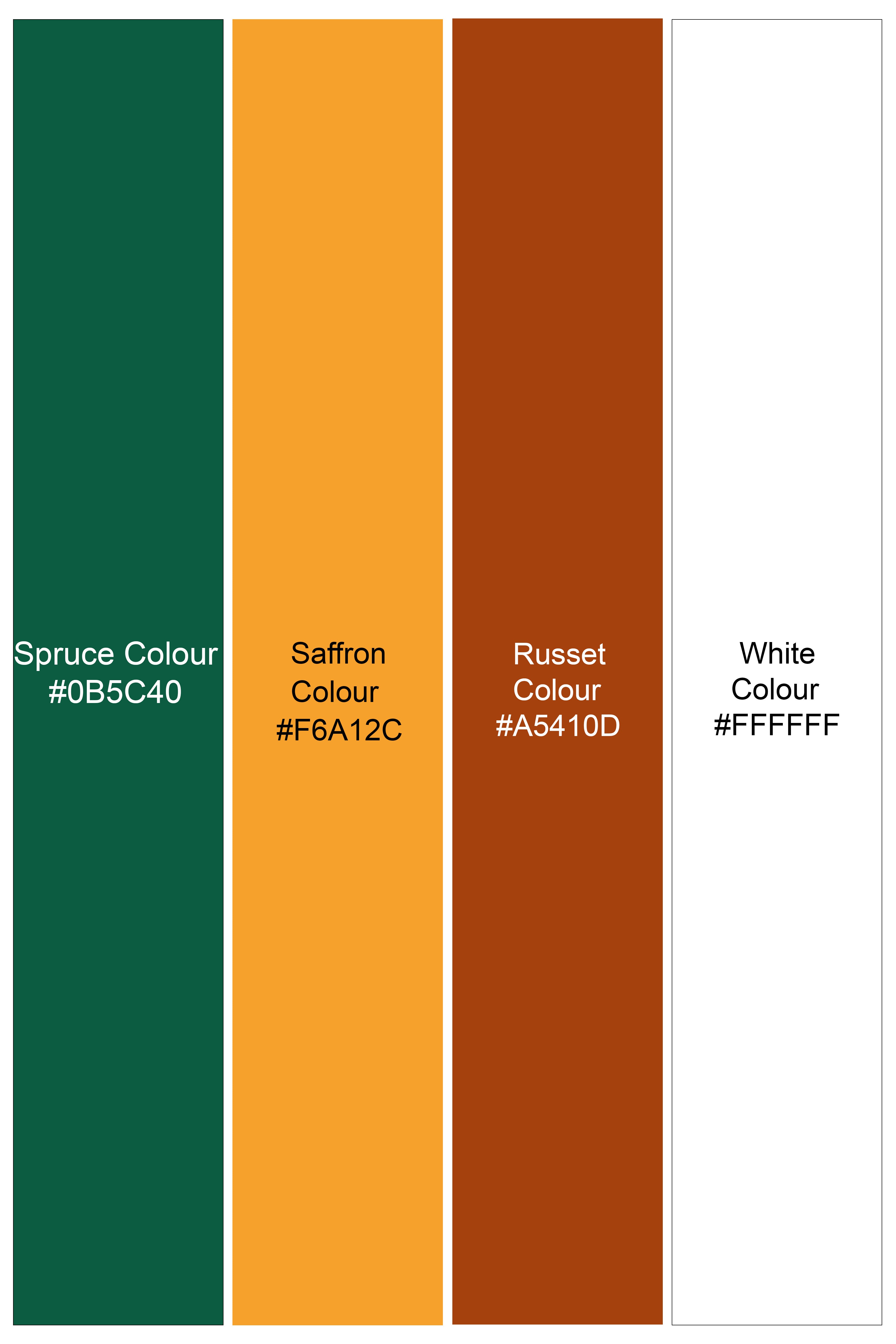 Spruce Green and White Floral Printed Premium Tencel Kurta Shirt