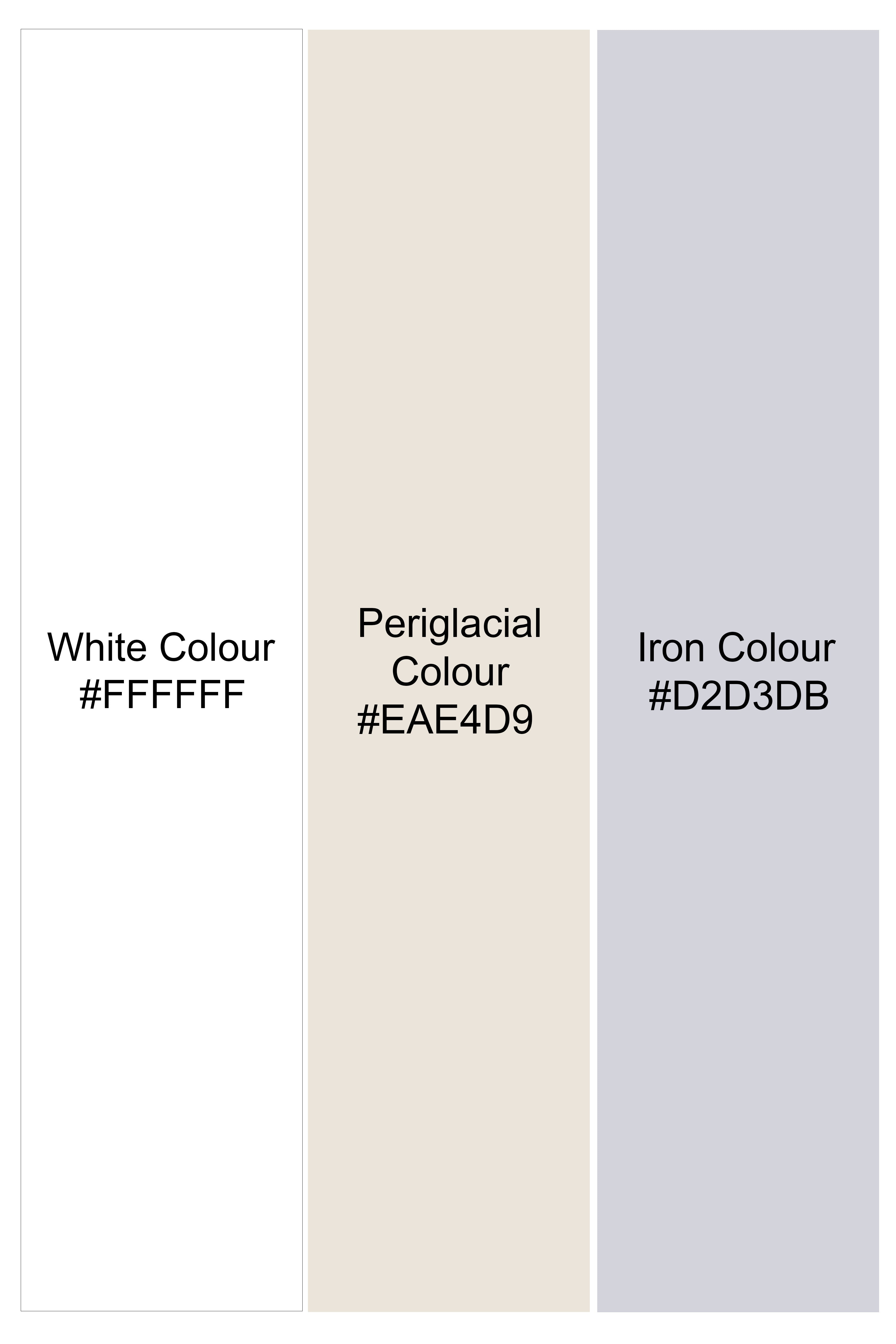 Bright White with Periglacial Beige Checked Jacquard Textured Premium Giza Cotton Shirt