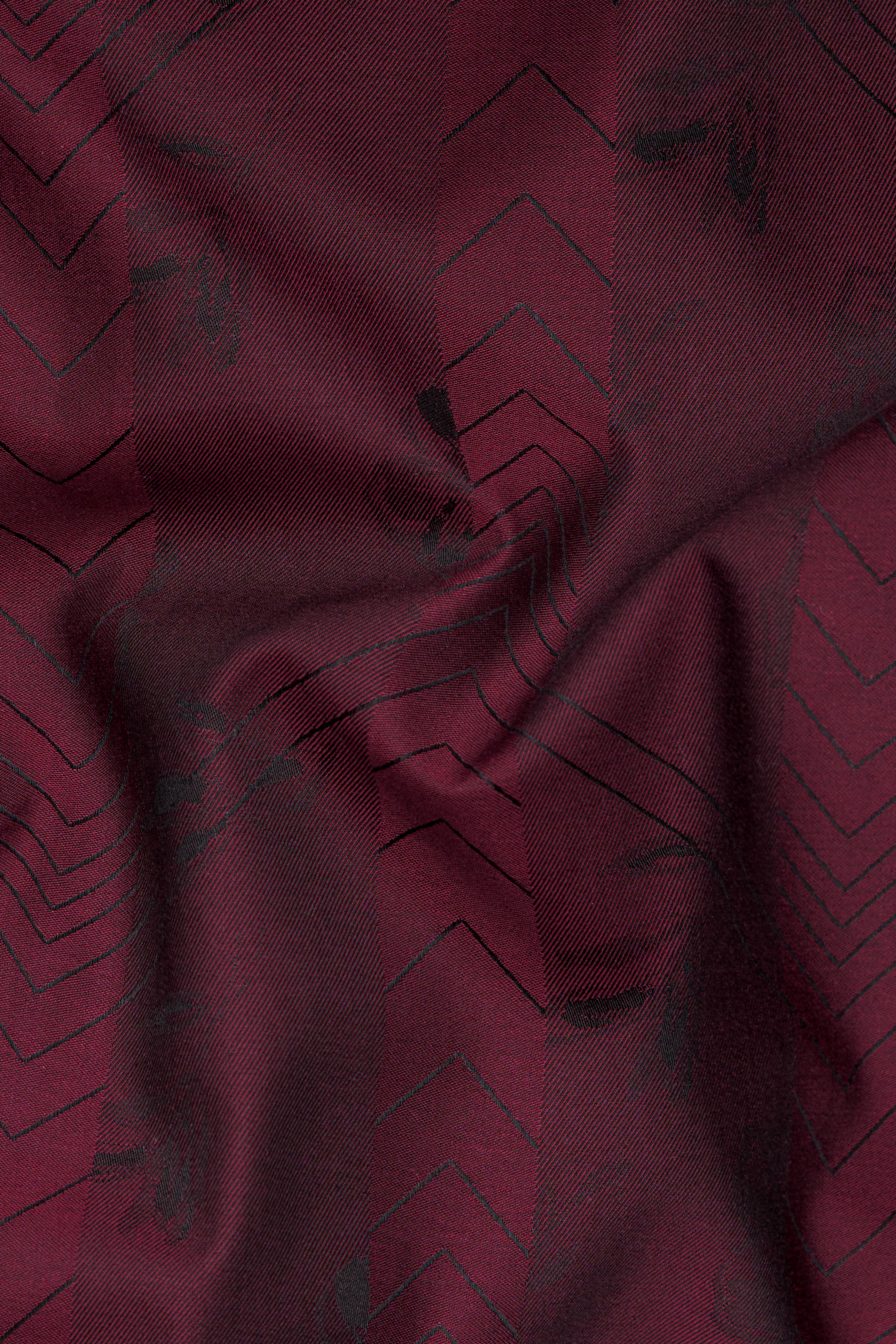 Eclipse Maroon Jacquard Textured Premium Giza Cotton Shirt