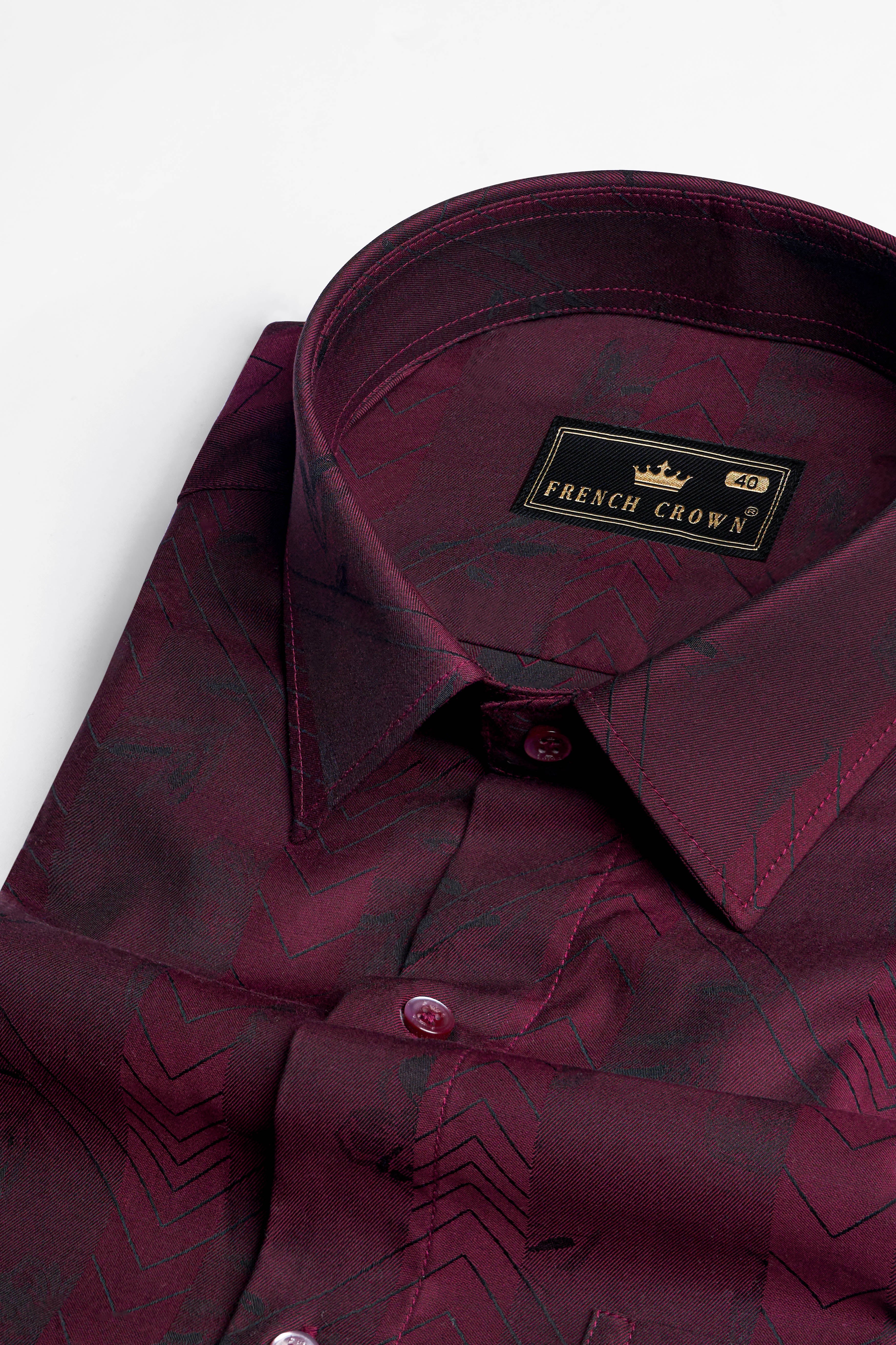 Eclipse Maroon Jacquard Textured Premium Giza Cotton Shirt