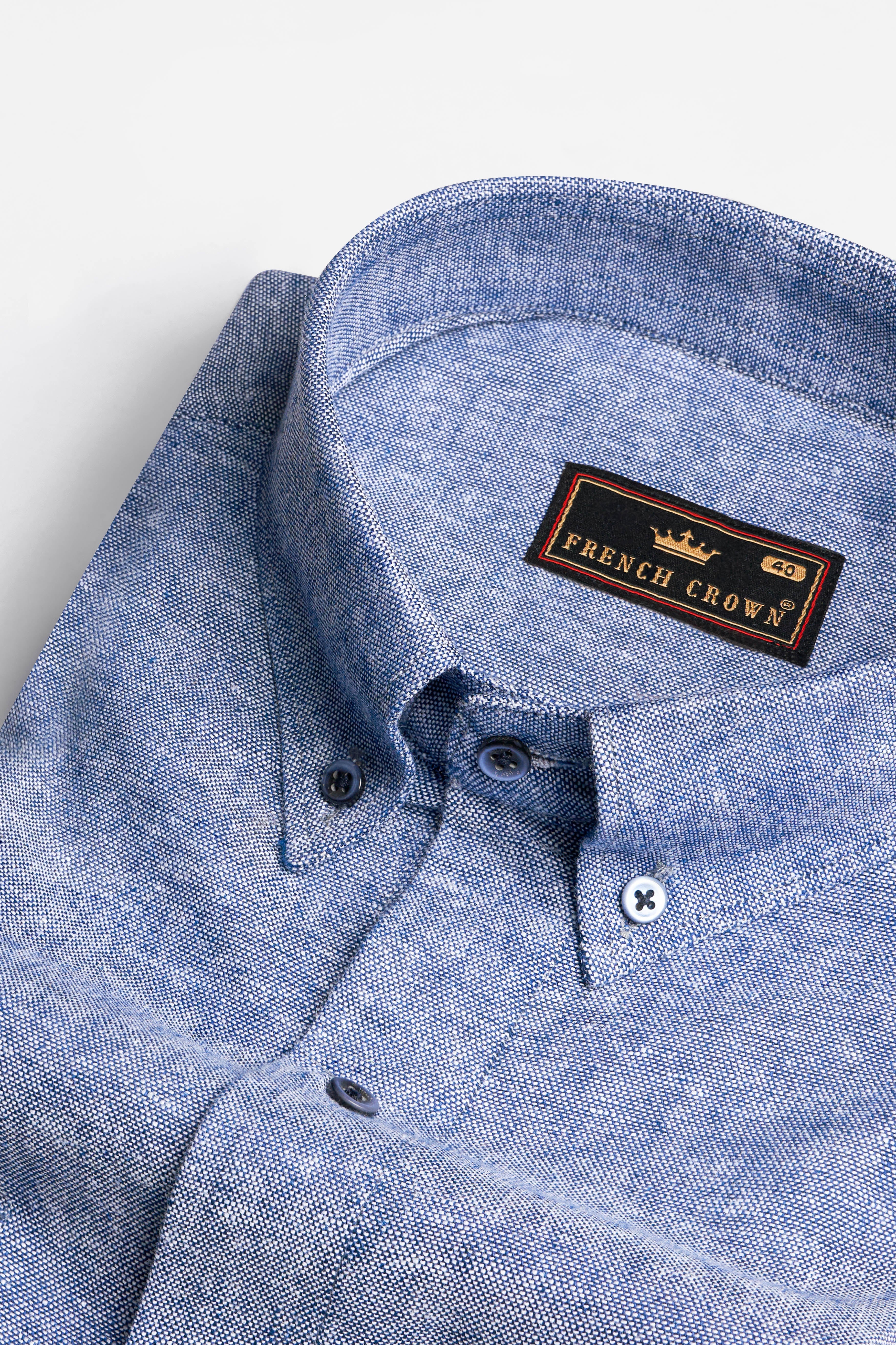 Kimberly Blue Luxurious Linen Button Down Designer Shirt