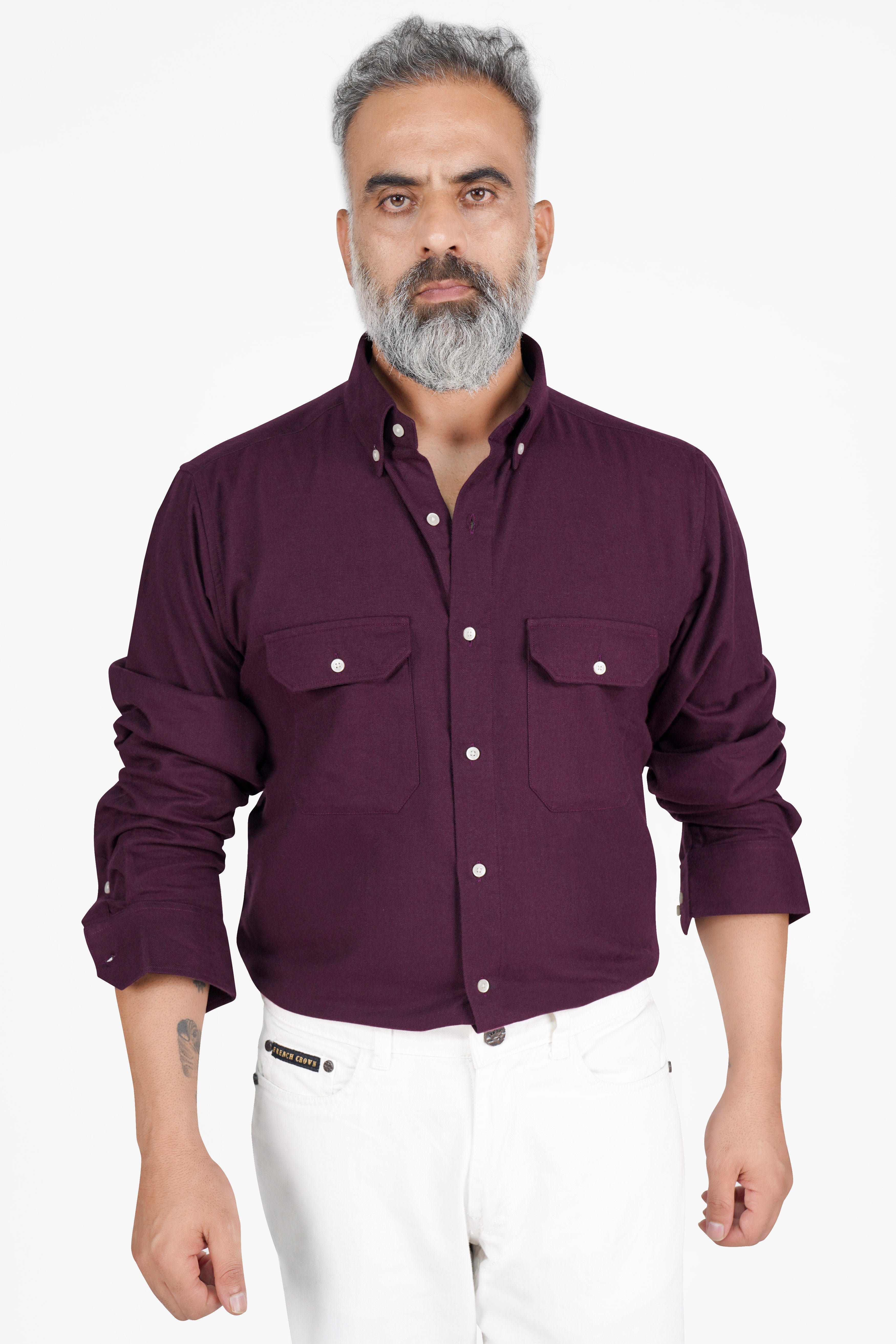 Wine Berry Flannel Button Down Overshirt