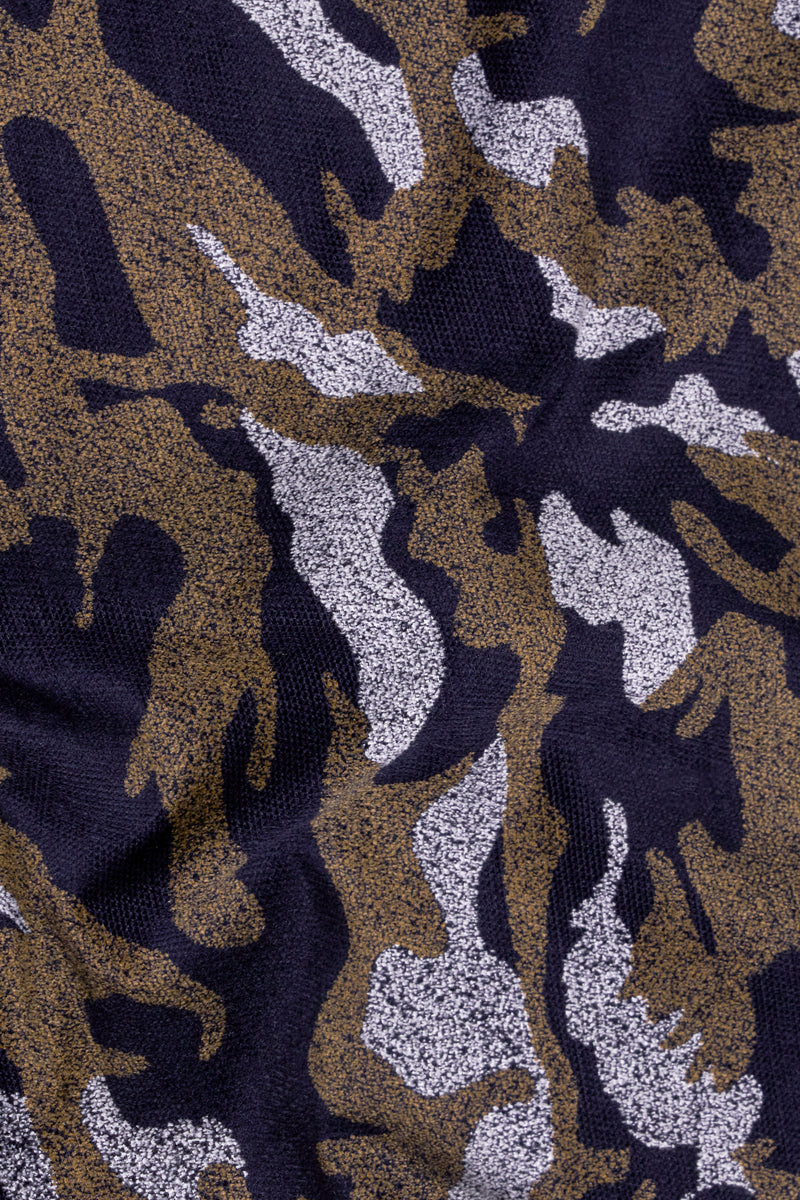 Medium Taupe Brown with Haiti Blue Printed Corduroy Overshirt