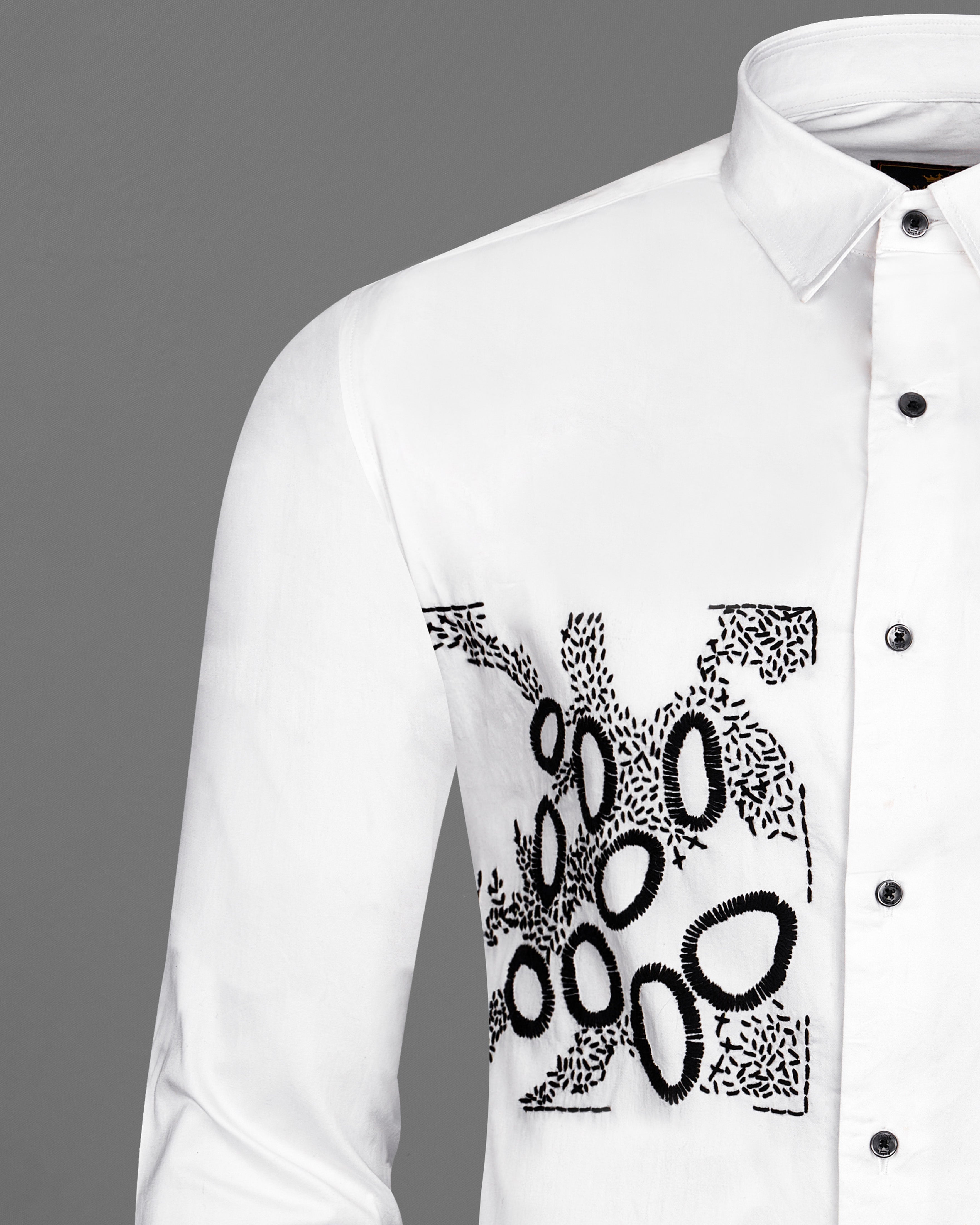 Bright White with Black Embroidered Super Soft Premium Cotton Shirt 1062-BLK-E020-38, 1062-BLK-E020-H-38, 1062-BLK-E020-39, 1062-BLK-E020-H-39, 1062-BLK-E020-40, 1062-BLK-E020-H-40, 1062-BLK-E020-42, 1062-BLK-E020-H-42, 1062-BLK-E020-44, 1062-BLK-E020-H-44, 1062-BLK-E020-46, 1062-BLK-E020-H-46, 1062-BLK-E020-48, 1062-BLK-E020-H-48, 1062-BLK-E020-50, 1062-BLK-E020-H-50, 1062-BLK-E020-52, 1062-BLK-E020-H-52