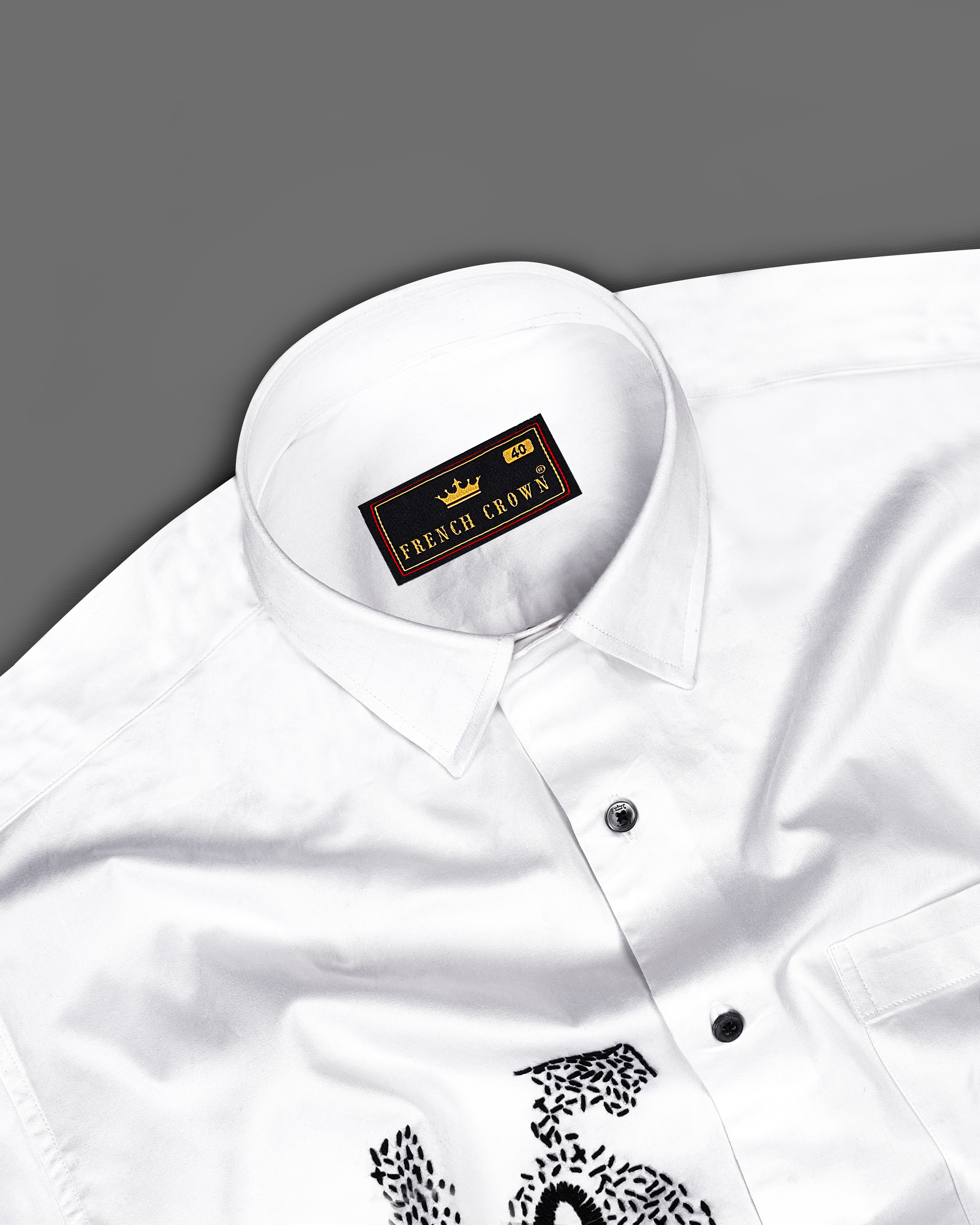 Bright White with Black Embroidered Super Soft Premium Cotton Shirt 1062-BLK-E020-38, 1062-BLK-E020-H-38, 1062-BLK-E020-39, 1062-BLK-E020-H-39, 1062-BLK-E020-40, 1062-BLK-E020-H-40, 1062-BLK-E020-42, 1062-BLK-E020-H-42, 1062-BLK-E020-44, 1062-BLK-E020-H-44, 1062-BLK-E020-46, 1062-BLK-E020-H-46, 1062-BLK-E020-48, 1062-BLK-E020-H-48, 1062-BLK-E020-50, 1062-BLK-E020-H-50, 1062-BLK-E020-52, 1062-BLK-E020-H-52