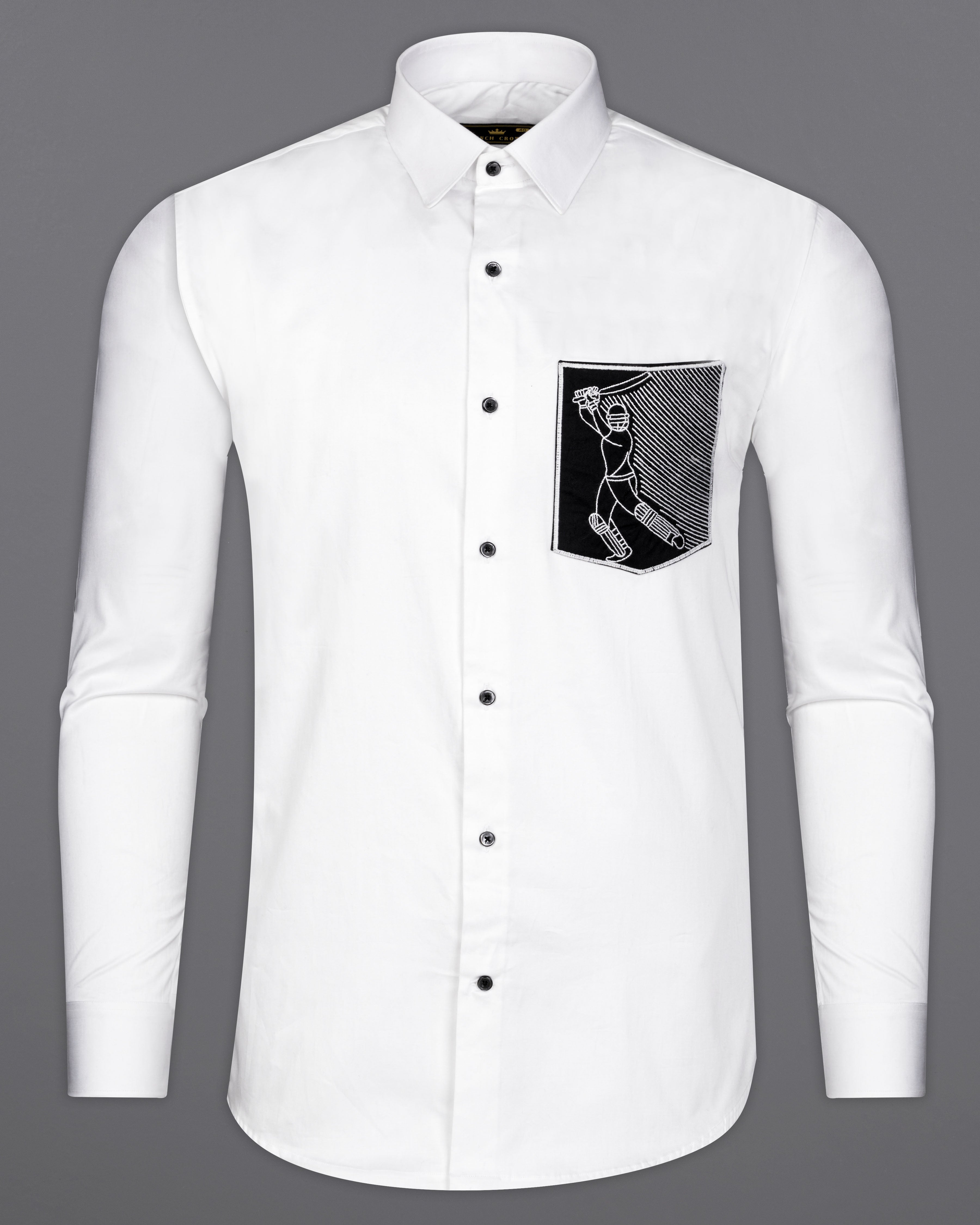 Bright White with Black Cricket Embroidered Work Super Soft Premium cotton Shirt 1062-BLK-E052-38, 1062-BLK-E052-H-38, 1062-BLK-E052-39, 1062-BLK-E052-H-39, 1062-BLK-E052-40, 1062-BLK-E052-H-40, 1062-BLK-E052-42, 1062-BLK-E052-H-42, 1062-BLK-E052-44, 1062-BLK-E052-H-44, 1062-BLK-E052-46, 1062-BLK-E052-H-46, 1062-BLK-E052-48, 1062-BLK-E052-H-48, 1062-BLK-E052-50, 1062-BLK-E052-H-50, 1062-BLK-E052-52, 1062-BLK-E052-H-52