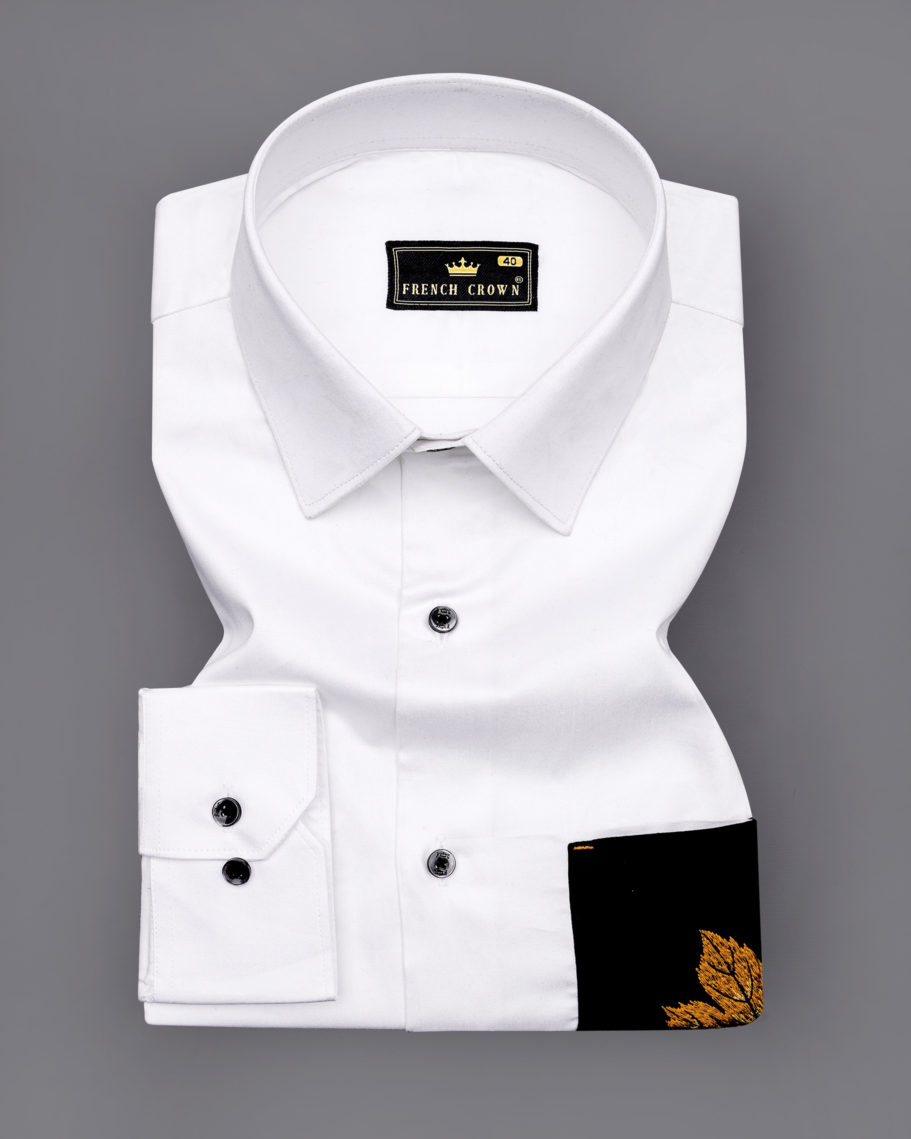 Bright White with Black Pocket and Leaves Embroidered Super Soft Premium Cotton Shirt 1062-BLK-P494-38, 1062-BLK-P494-H-38, 1062-BLK-P494-39, 1062-BLK-P494-H-39, 1062-BLK-P494-40, 1062-BLK-P494-H-40, 1062-BLK-P494-42, 1062-BLK-P494-H-42, 1062-BLK-P494-44, 1062-BLK-P494-H-44, 1062-BLK-P494-46, 1062-BLK-P494-H-46, 1062-BLK-P494-48, 1062-BLK-P494-H-48, 1062-BLK-P494-50, 1062-BLK-P494-H-50, 1062-BLK-P494-52, 1062-BLK-P494-H-52