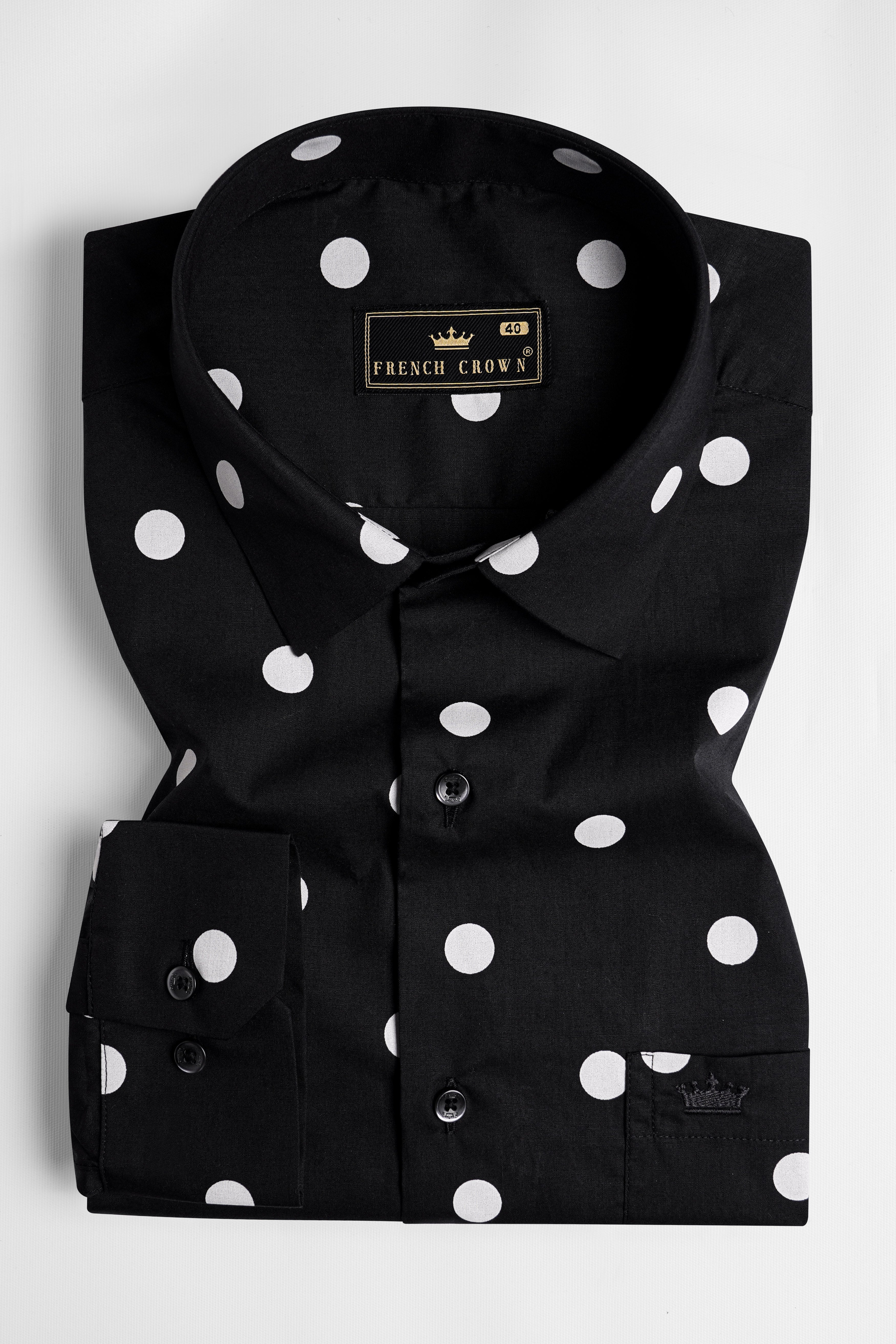 Jade Black and White Polka Dots Shirt