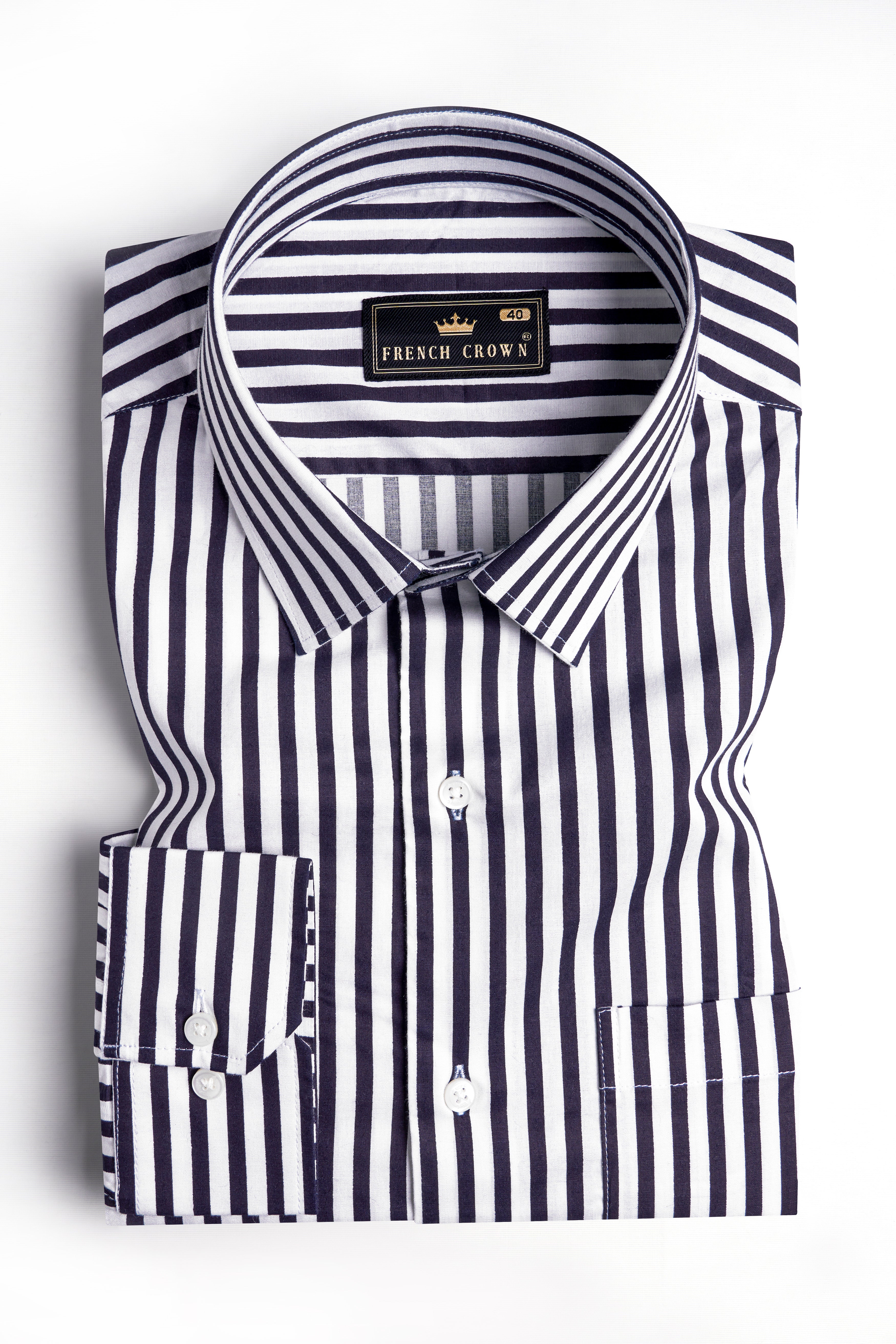 Bright White and Rebecca Purple Striped Royal Oxford Shirt