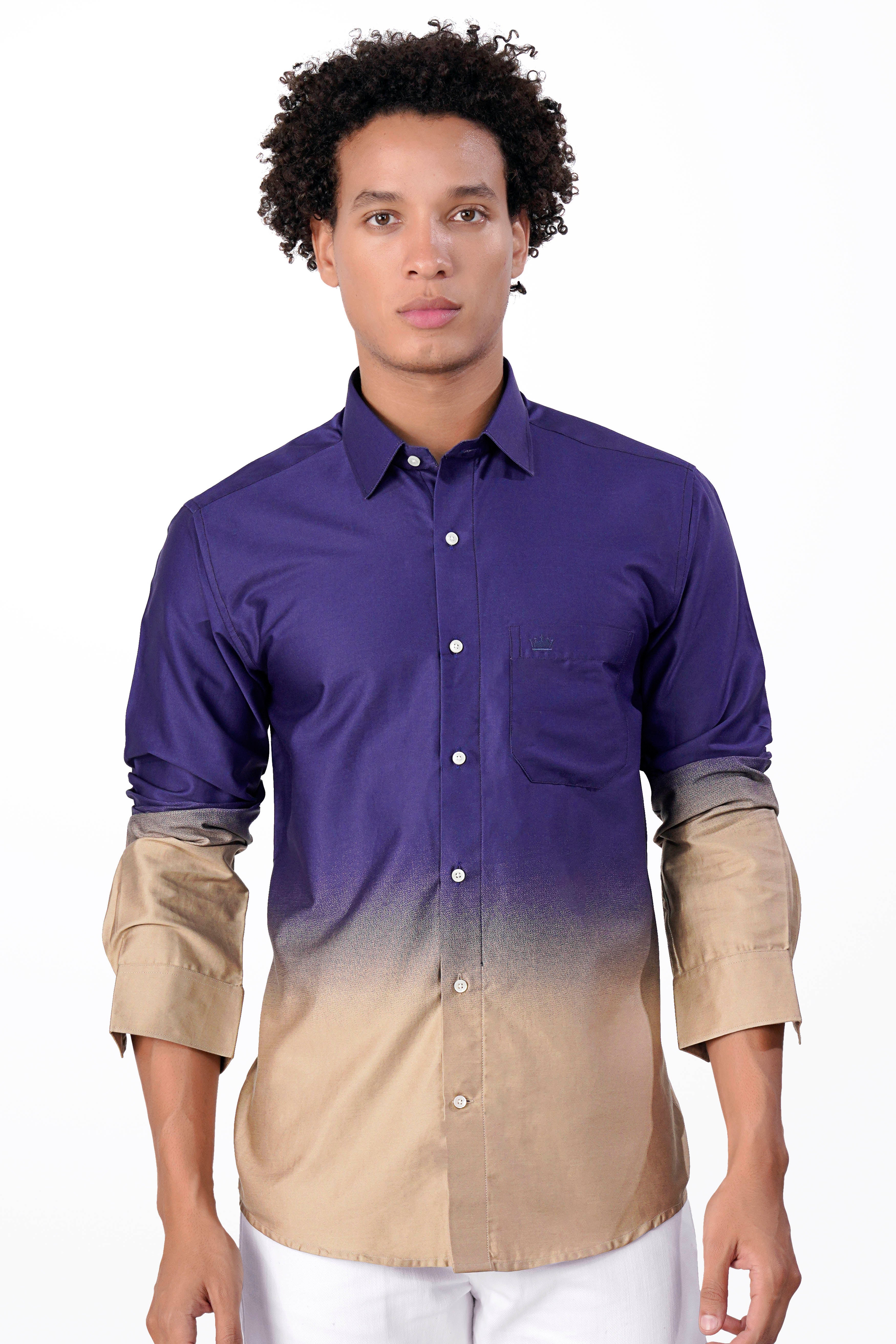 Meteorite Blue and Cavern Brown Super Soft Premium Cotton Shirt