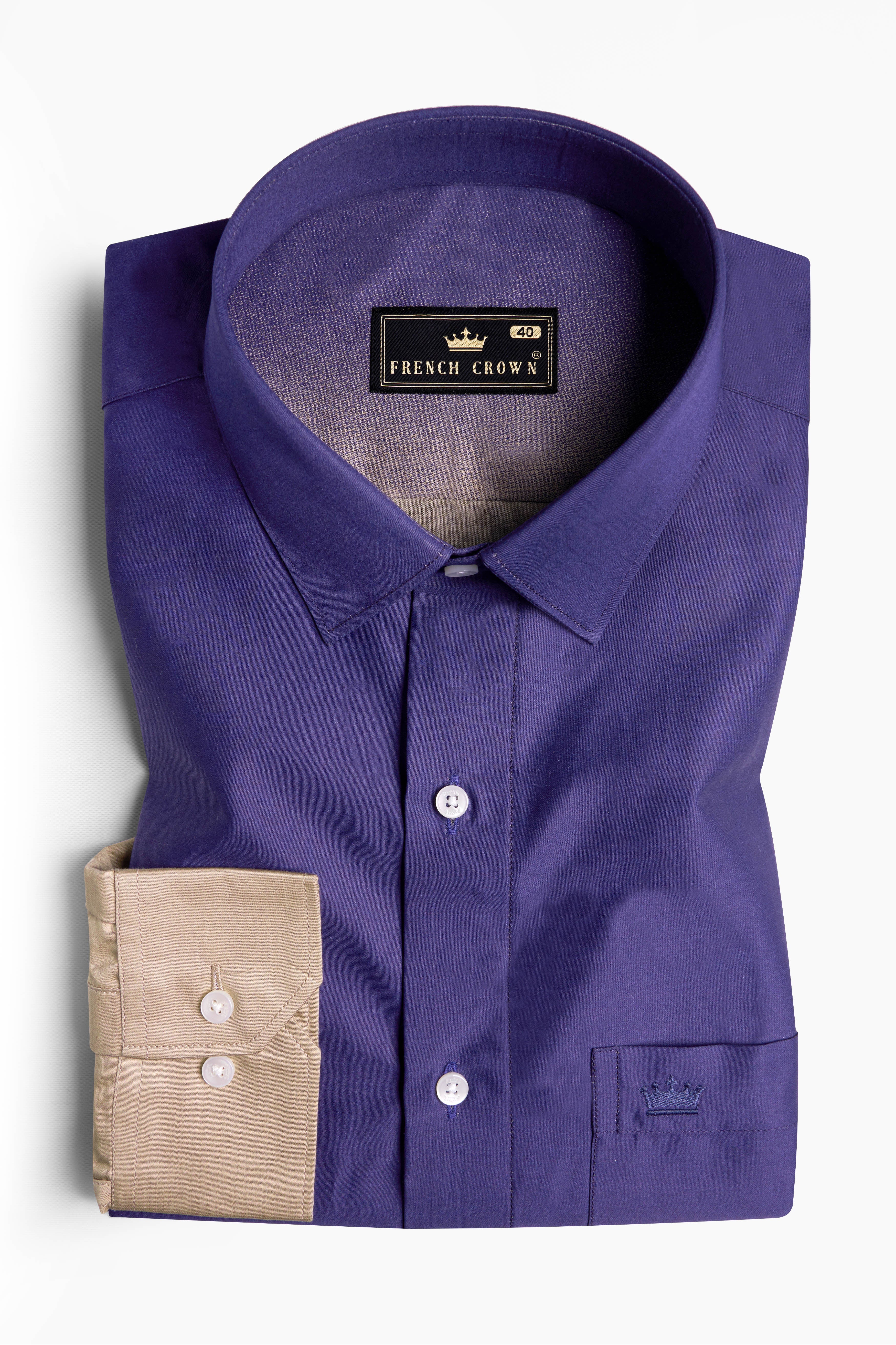 Meteorite Blue and Cavern Brown Super Soft Premium Cotton Shirt