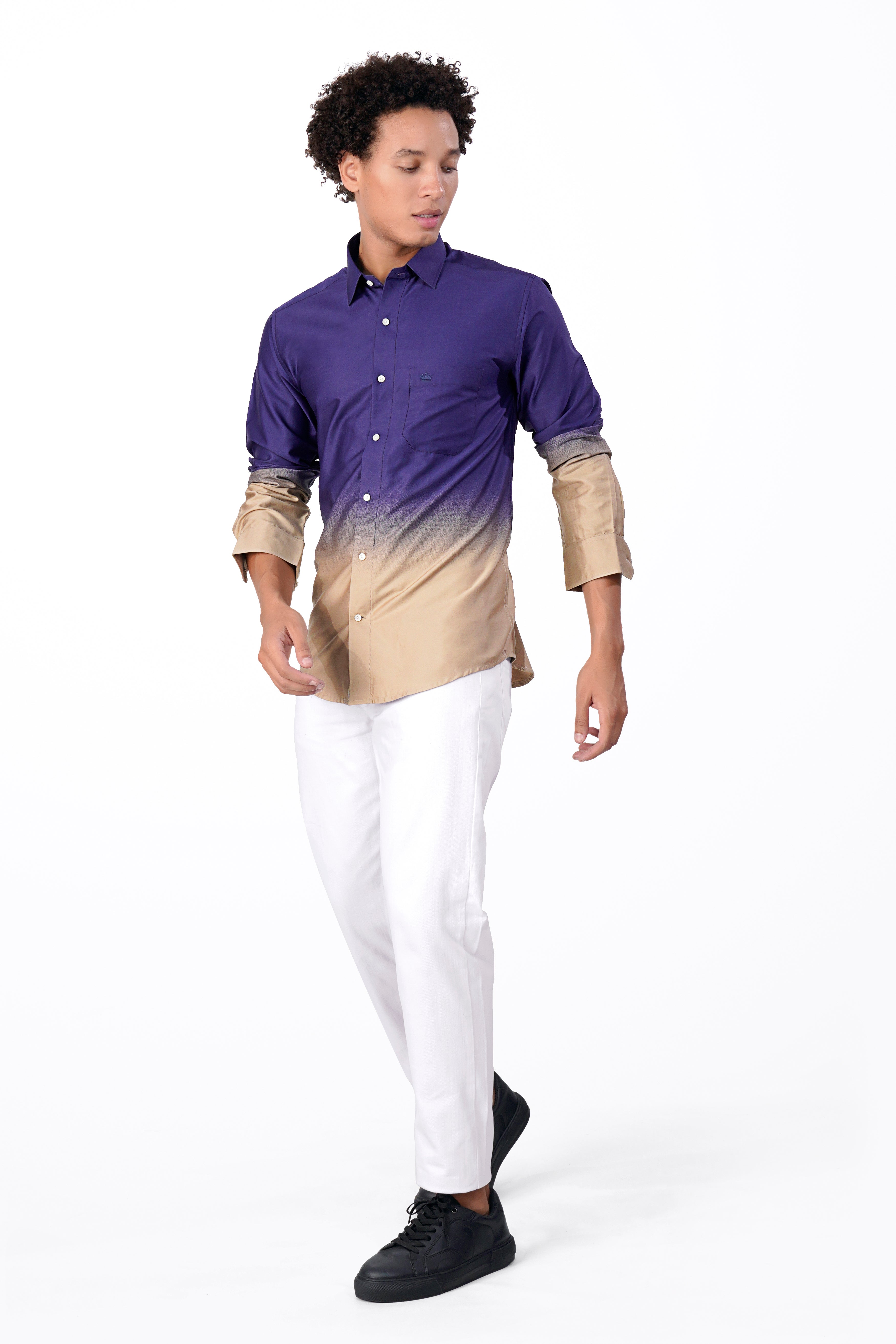 Meteorite Blue and Cavern Brown Super Soft Premium Cotton Shirt