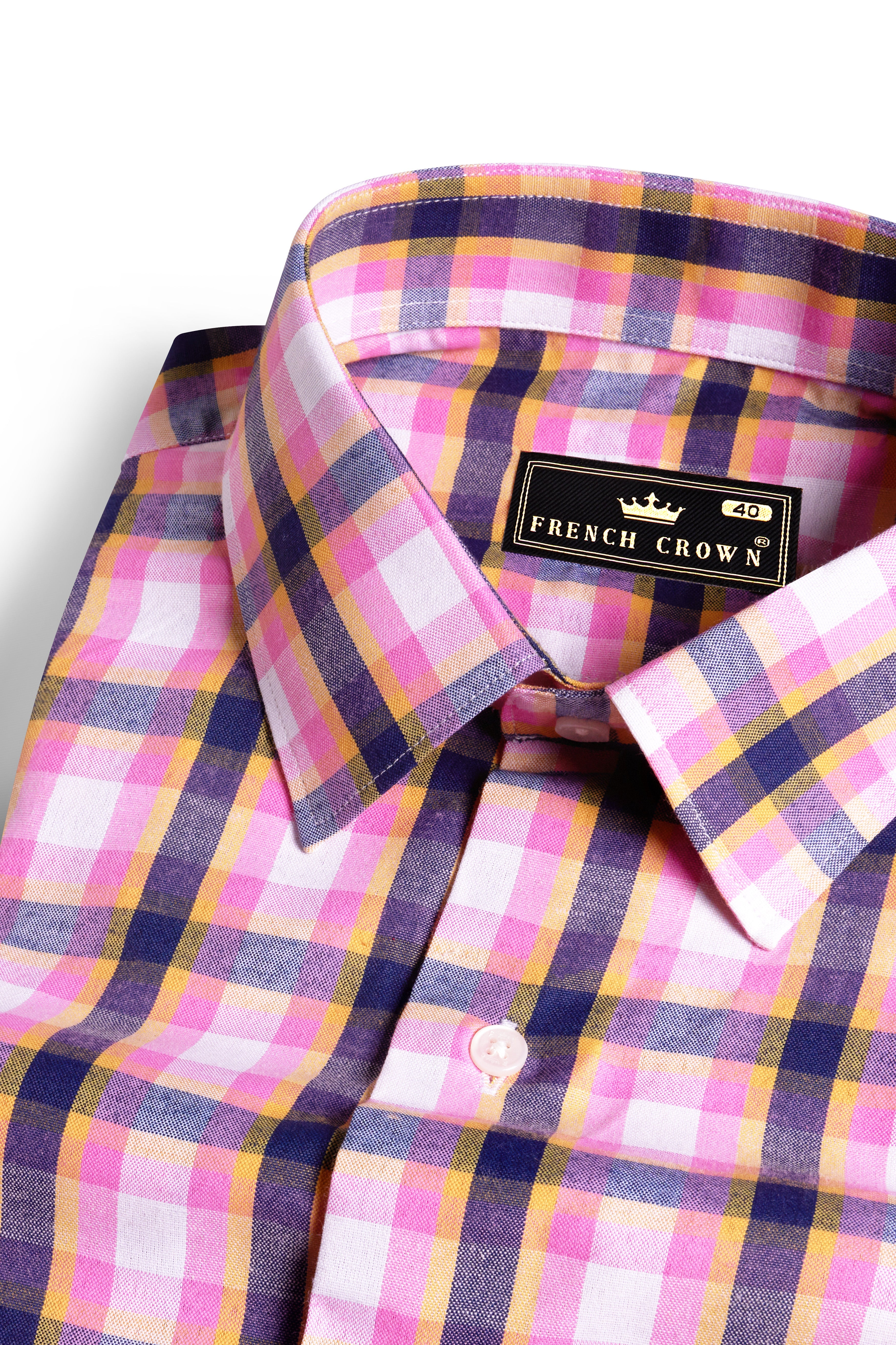 Orchid Pink and Iris Purple Checkered Premium Cotton Shirt