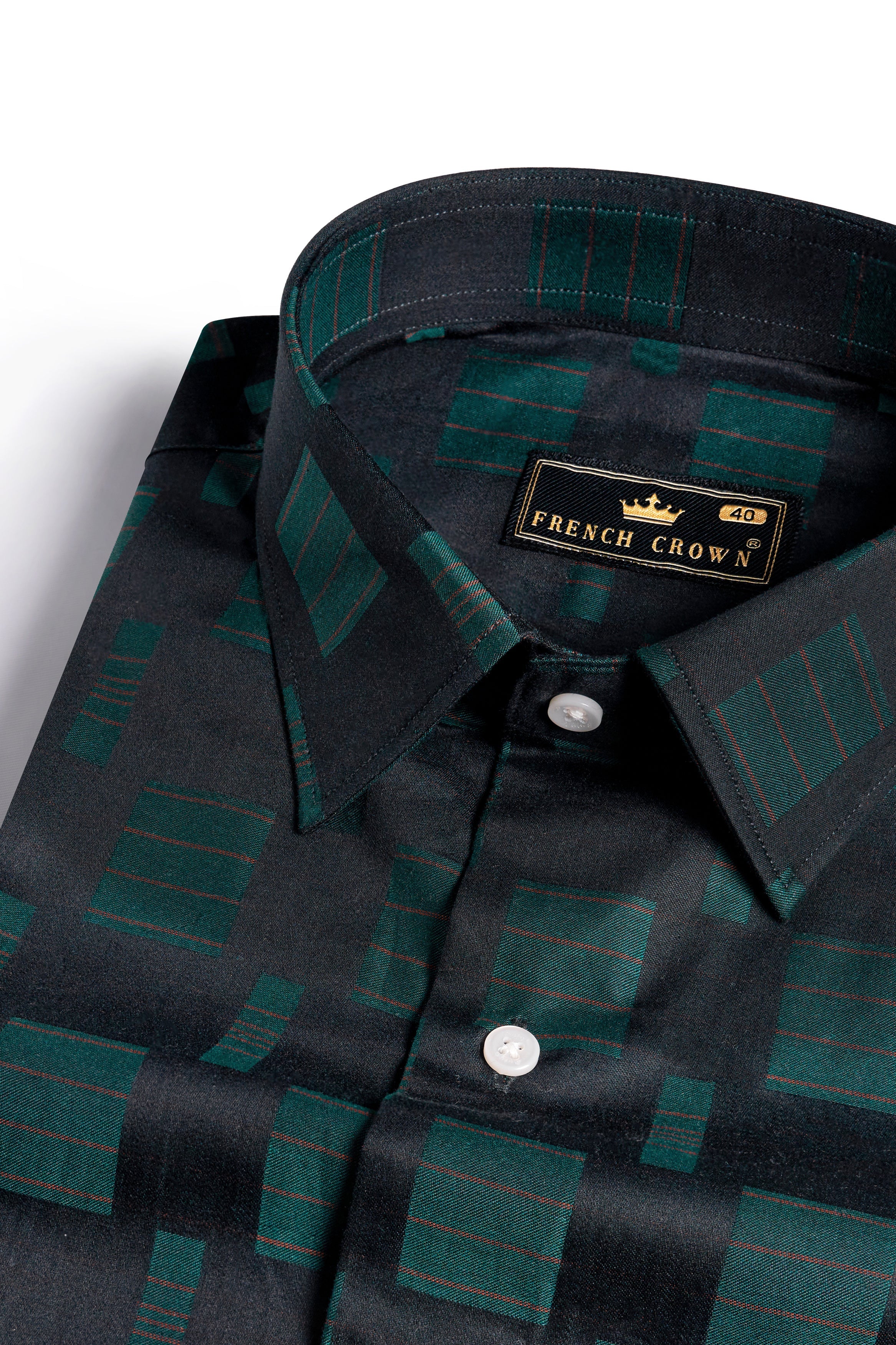 Jade Black and Gable Green Jacquard Textured Premium Giza Cotton Shirt