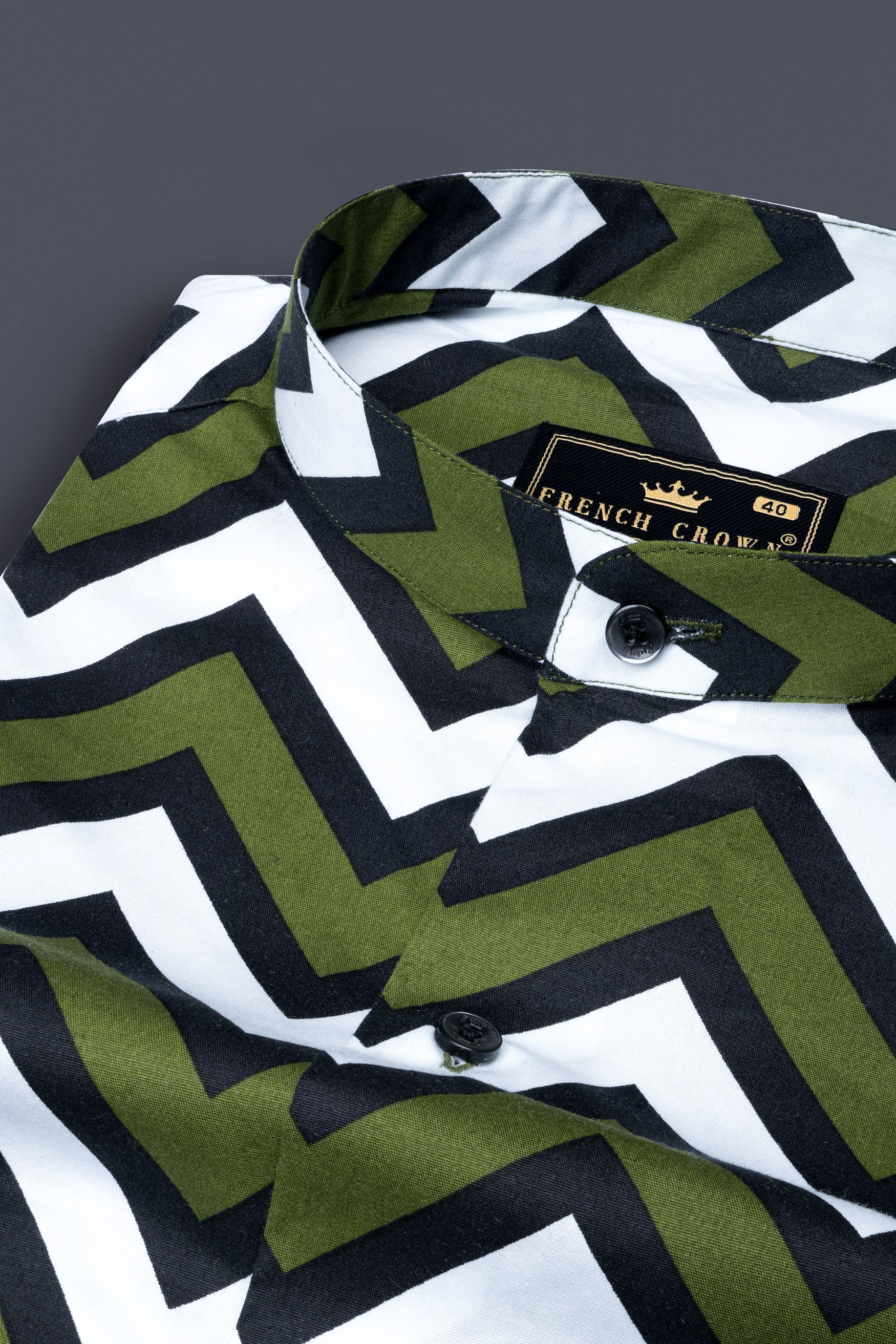Finch Green And Cinder Black Chevron Prints Super Soft Premium Cotton Designer Shirt 12383-M-BLK-38, 12383-M-BLK-H-38, 12383-M-BLK-39, 12383-M-BLK-H-39, 12383-M-BLK-40, 12383-M-BLK-H-40, 12383-M-BLK-42, 12383-M-BLK-H-42, 12383-M-BLK-44, 12383-M-BLK-H-44, 12383-M-BLK-46, 12383-M-BLK-H-46, 12383-M-BLK-48, 12383-M-BLK-H-48, 12383-M-BLK-50, 12383-M-BLK-H-50, 12383-M-BLK-52, 12383-M-BLK-H-52