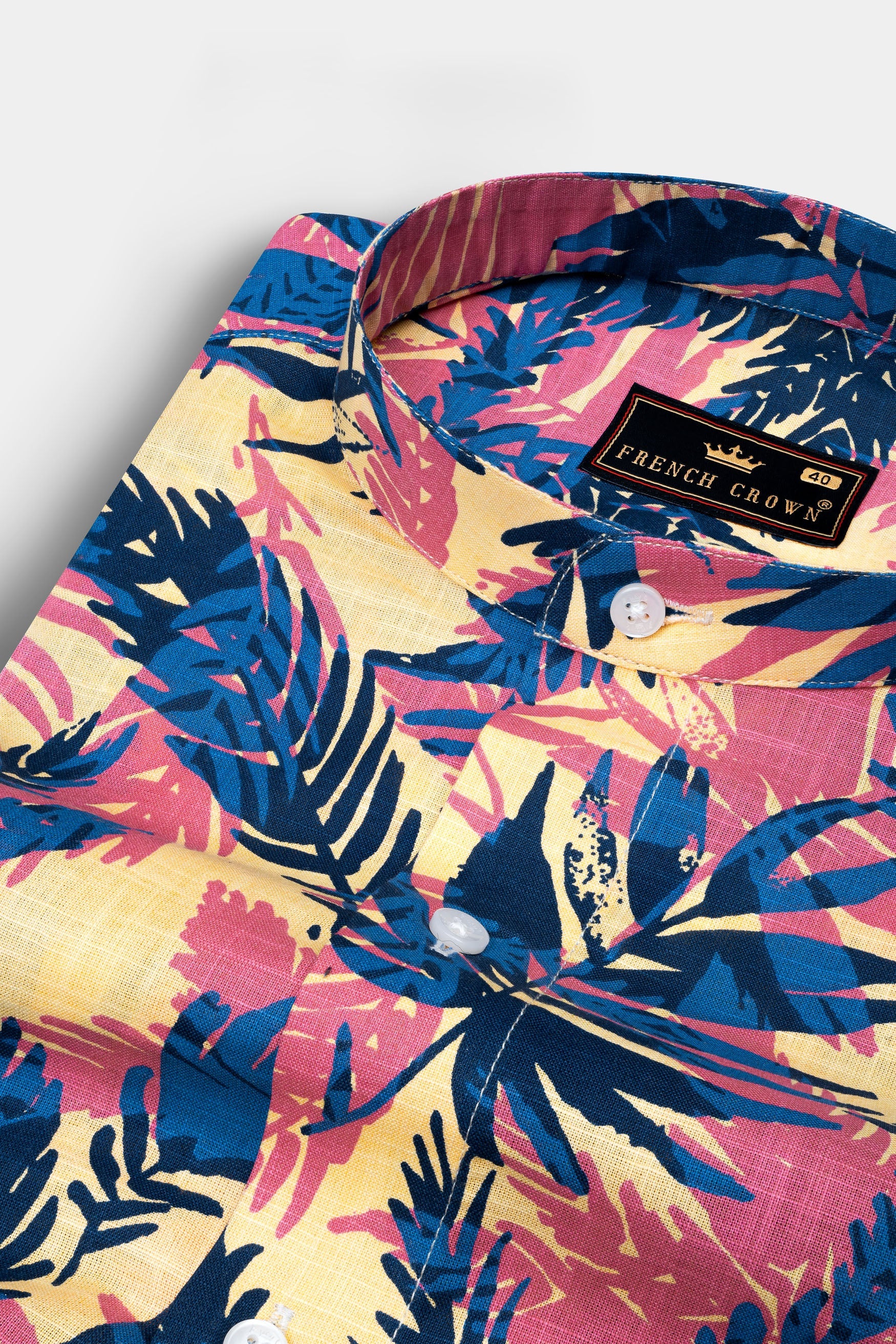 Contessa red and Regal Blue Wild leaf printed Chambray Giza Cotton casual shirt 12389-M-38, 12389-M-H-38, 12389-M-39, 12389-M-H-39, 12389-M-40, 12389-M-H-40, 12389-M-42, 12389-M-H-42, 12389-M-44, 12389-M-H-44, 12389-M-46, 12389-M-H-46, 12389-M-48, 12389-M-H-48, 12389-M-50, 12389-M-H-50, 12389-M-52, 12389-M-H-52