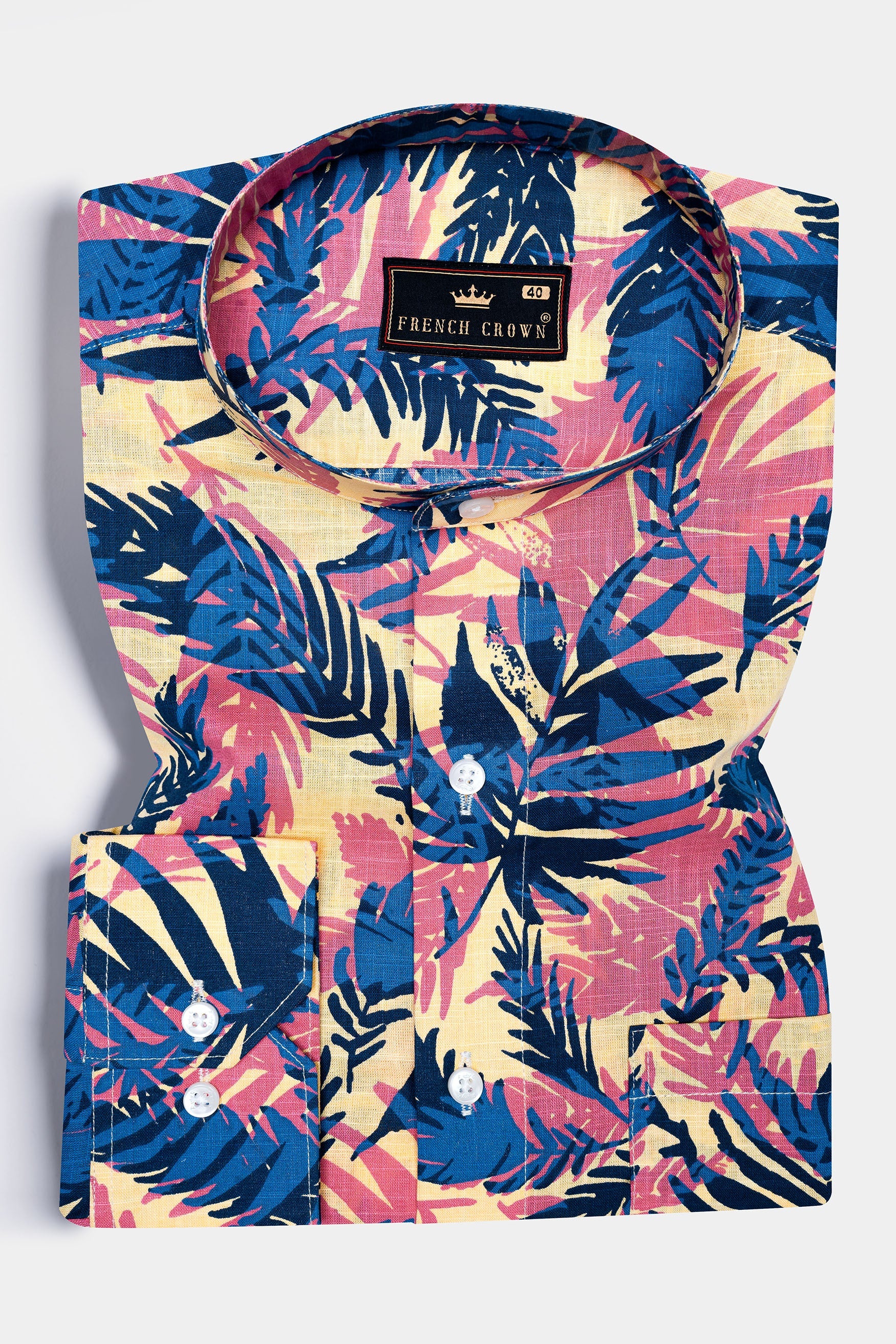 Contessa red and Regal Blue Wild leaf printed Chambray Giza Cotton casual shirt 12389-M-38, 12389-M-H-38, 12389-M-39, 12389-M-H-39, 12389-M-40, 12389-M-H-40, 12389-M-42, 12389-M-H-42, 12389-M-44, 12389-M-H-44, 12389-M-46, 12389-M-H-46, 12389-M-48, 12389-M-H-48, 12389-M-50, 12389-M-H-50, 12389-M-52, 12389-M-H-52