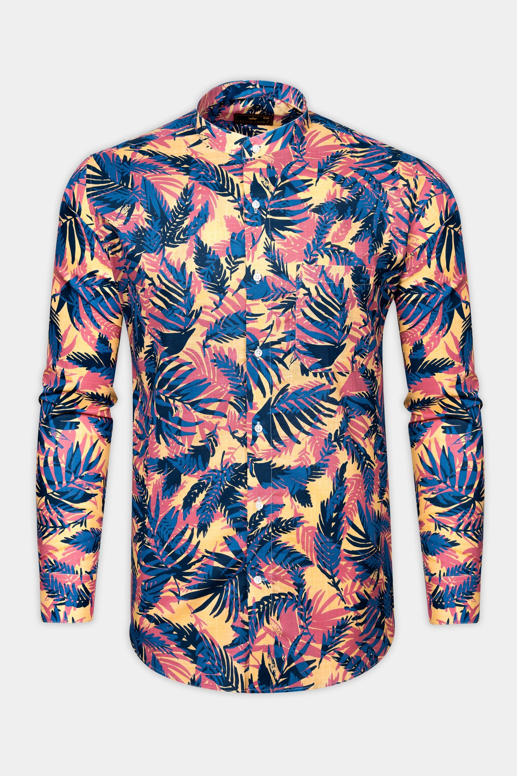 Contessa red and Regal Blue Wild leaf printed Chambray Giza Cotton casual shirt 12389-M-38, 12389-M-H-38, 12389-M-39, 12389-M-H-39, 12389-M-40, 12389-M-H-40, 12389-M-42, 12389-M-H-42, 12389-M-44, 12389-M-H-44, 12389-M-46, 12389-M-H-46, 12389-M-48, 12389-M-H-48, 12389-M-50, 12389-M-H-50, 12389-M-52, 12389-M-H-52