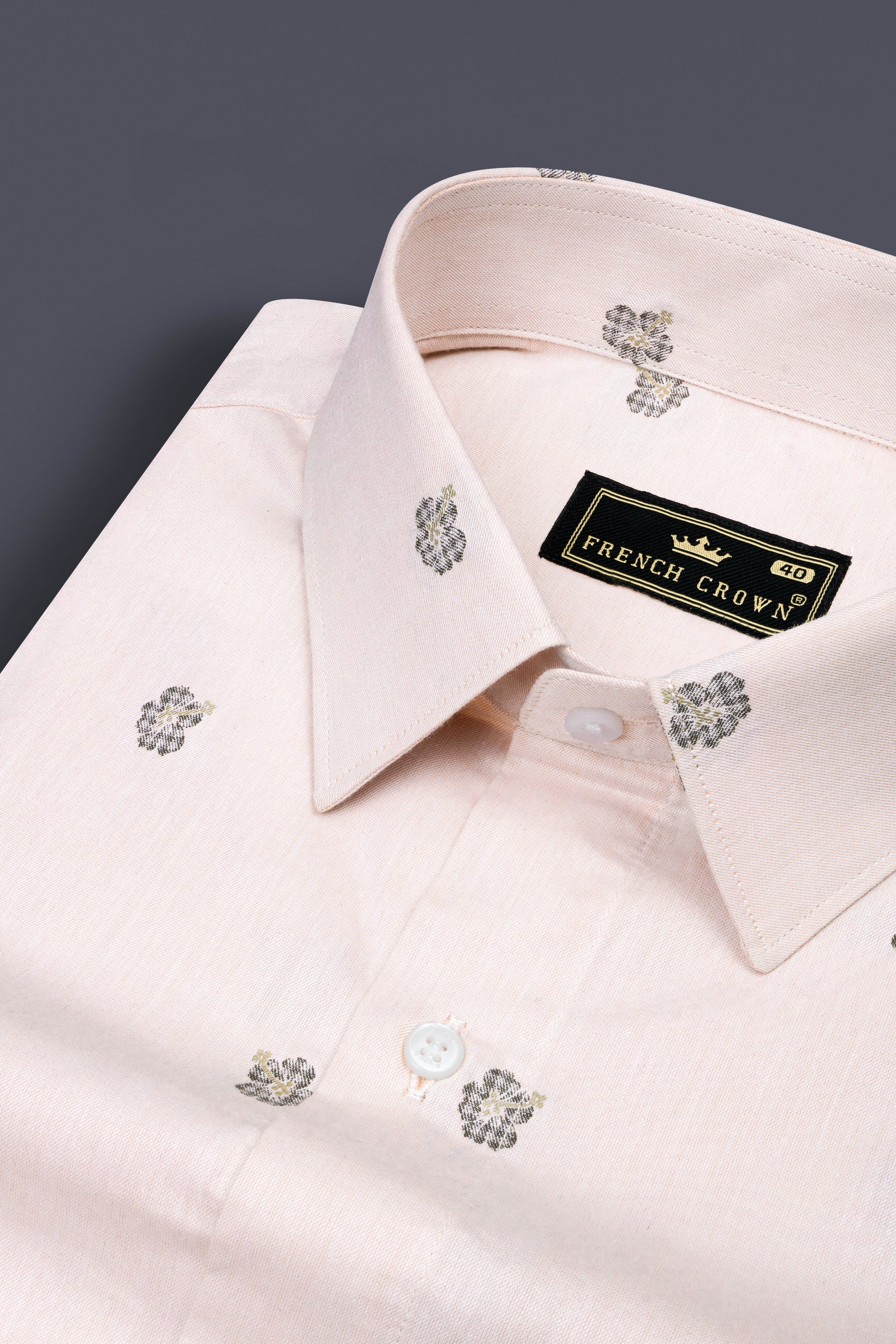 Down Pink with Mondo Brown flower printed jacquard Textured Premium Giza Cotton Shirt 12396-38, 12396-H-38, 12396-39, 12396-H-39, 12396-40, 12396-H-40, 12396-42, 12396-H-42, 12396-44, 12396-H-44, 12396-46, 12396-H-46, 12396-48, 12396-H-48, 12396-50, 12396-H-50, 12396-52, 12396-H-52