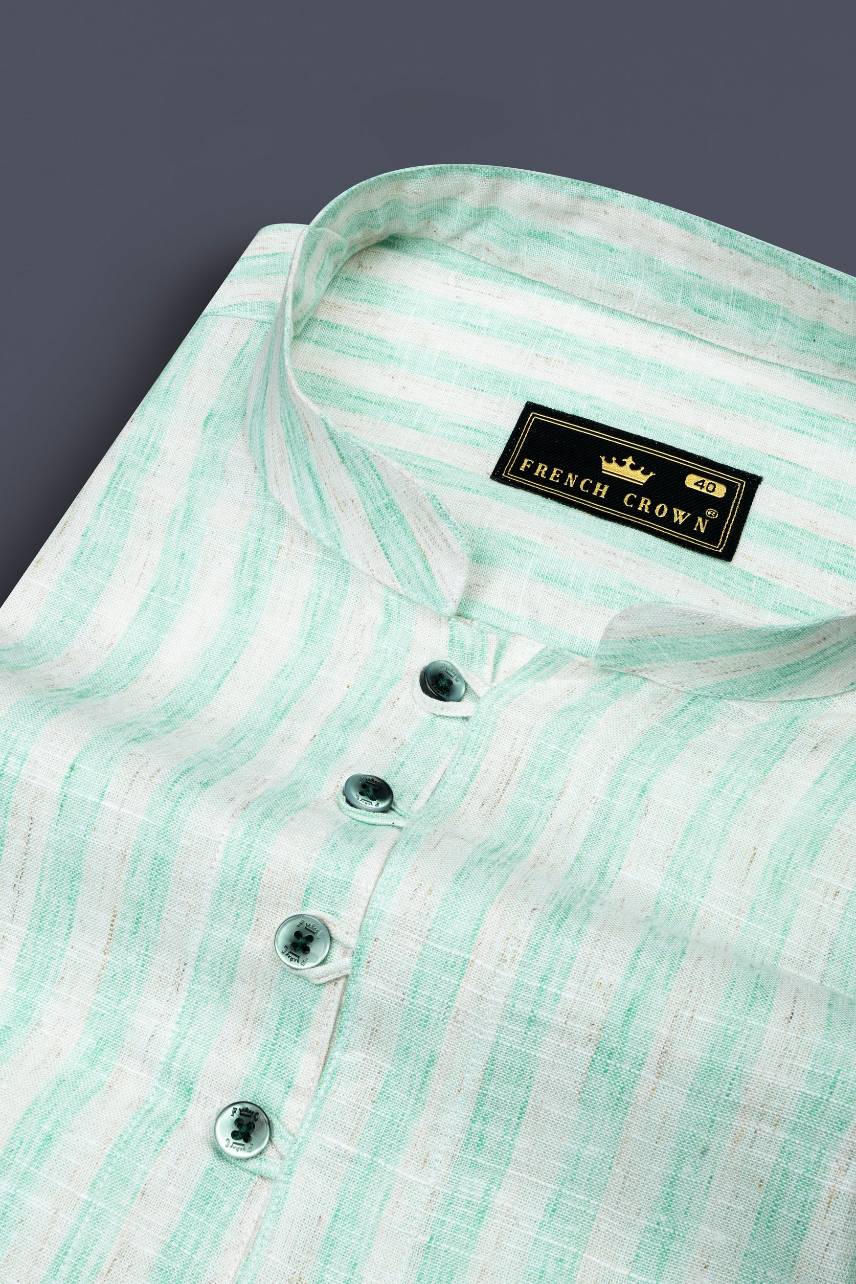 Jagged Ice Blue and Cararra cream Striped Luxurious Linen Designer Kurta Shirt 12398-KS-GR-38, 12398-KS-GR-H-38, 12398-KS-GR-39, 12398-KS-GR-H-39, 12398-KS-GR-40, 12398-KS-GR-H-40, 12398-KS-GR-42, 12398-KS-GR-H-42, 12398-KS-GR-44, 12398-KS-GR-H-44, 12398-KS-GR-46, 12398-KS-GR-H-46, 12398-KS-GR-48, 12398-KS-GR-H-48, 12398-KS-GR-50, 12398-KS-GR-H-50, 12398-KS-GR-52, 12398-KS-GR-H-52