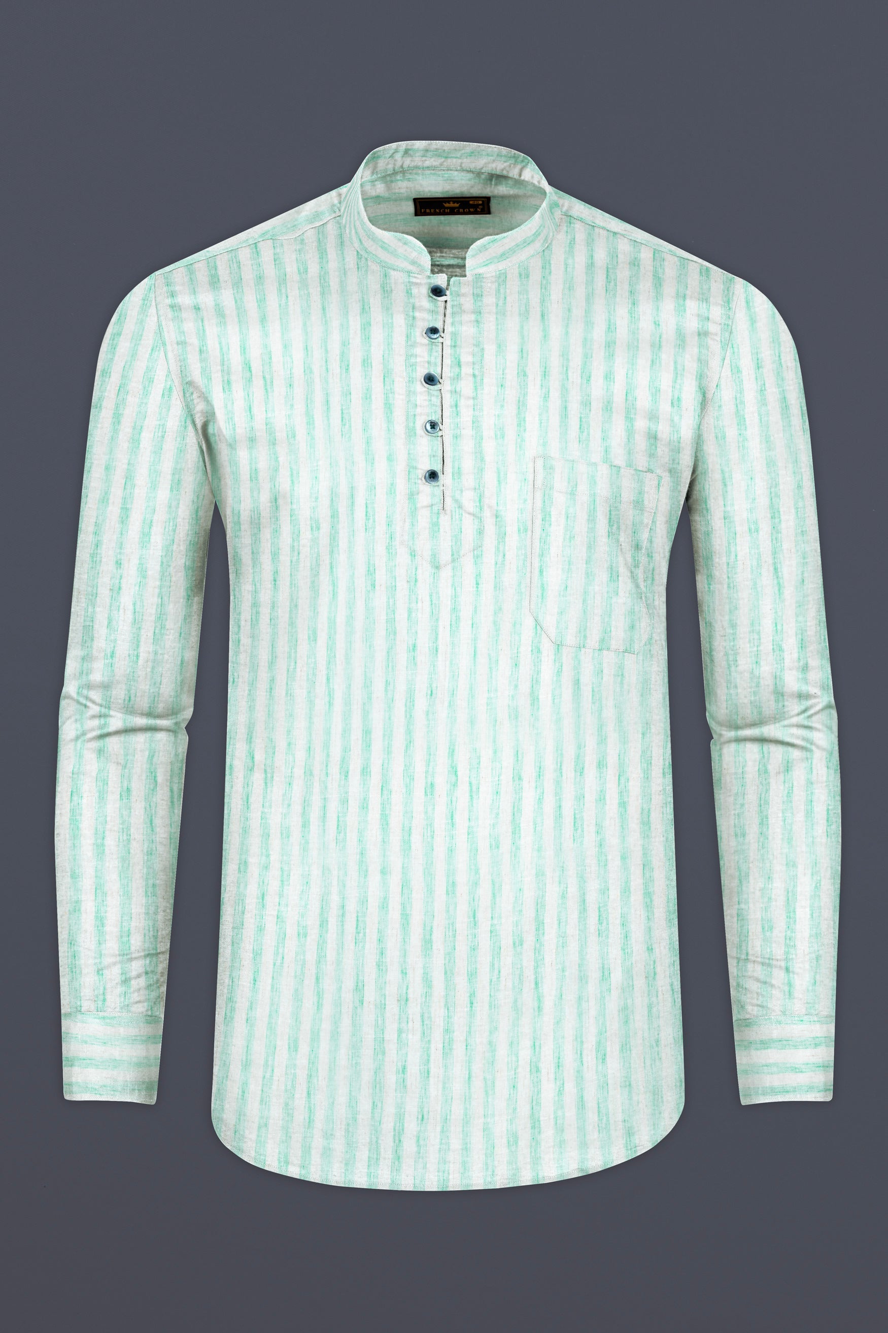 Jagged Ice Blue and Cararra cream Striped Luxurious Linen Designer Kurta Shirt 12398-KS-GR-38, 12398-KS-GR-H-38, 12398-KS-GR-39, 12398-KS-GR-H-39, 12398-KS-GR-40, 12398-KS-GR-H-40, 12398-KS-GR-42, 12398-KS-GR-H-42, 12398-KS-GR-44, 12398-KS-GR-H-44, 12398-KS-GR-46, 12398-KS-GR-H-46, 12398-KS-GR-48, 12398-KS-GR-H-48, 12398-KS-GR-50, 12398-KS-GR-H-50, 12398-KS-GR-52, 12398-KS-GR-H-52