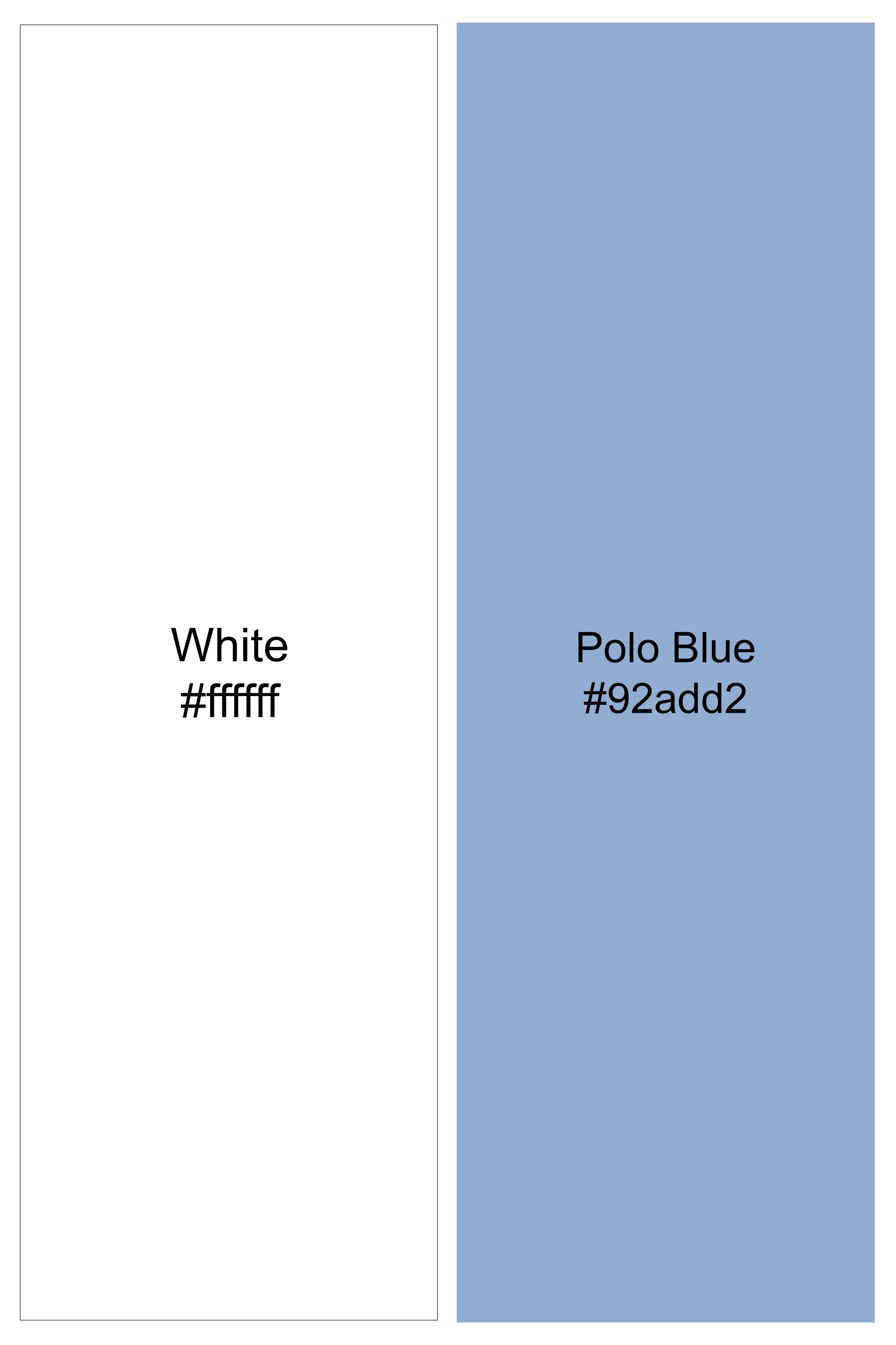 Bright White with Polo Blue Textured Subtle Sheen Super Soft Premium Cotton Shirt 12402-M-38, 12402-M-H-38, 12402-M-39, 12402-M-H-39, 12402-M-40, 12402-M-H-40, 12402-M-42, 12402-M-H-42, 12402-M-44, 12402-M-H-44, 12402-M-46, 12402-M-H-46, 12402-M-48, 12402-M-H-48, 12402-M-50, 12402-M-H-50, 12402-M-52, 12402-M-H-52