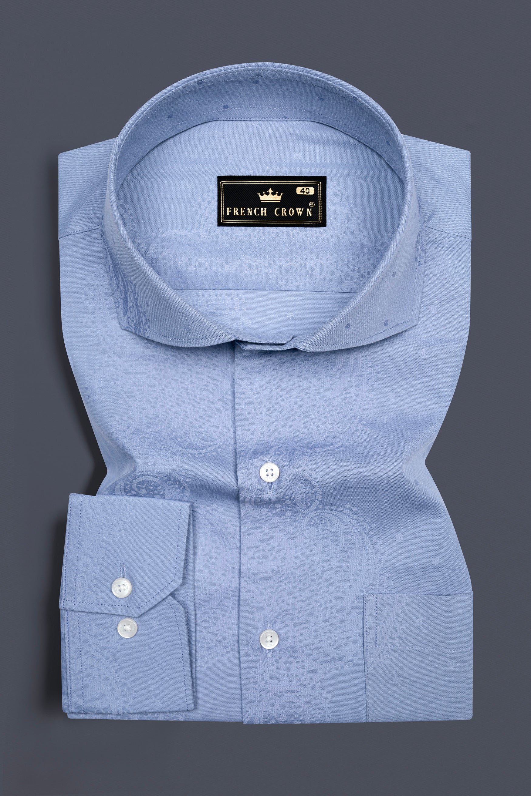 Polo Blue paisley Printed jacquard Premium Giza Cotton Shirt 12407-CA-38, 12407-CA-H-38, 12407-CA-39, 12407-CA-H-39, 12407-CA-40, 12407-CA-H-40, 12407-CA-42, 12407-CA-H-42, 12407-CA-44, 12407-CA-H-44, 12407-CA-46, 12407-CA-H-46, 12407-CA-48, 12407-CA-H-48, 12407-CA-50, 12407-CA-H-50, 12407-CA-52, 12407-CA-H-52