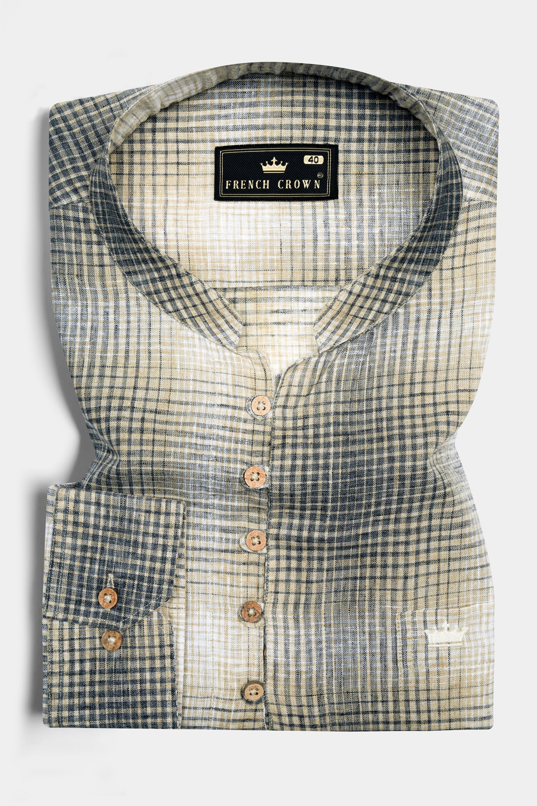 Pavlova brown and Scarpa Gray Checked Luxurious Linen Shirt 12409-KS-38, 12409-KS-H-38, 12409-KS-39, 12409-KS-H-39, 12409-KS-40, 12409-KS-H-40, 12409-KS-42, 12409-KS-H-42, 12409-KS-44, 12409-KS-H-44, 12409-KS-46, 12409-KS-H-46, 12409-KS-48, 12409-KS-H-48, 12409-KS-50, 12409-KS-H-50, 12409-KS-52, 12409-KS-H-52