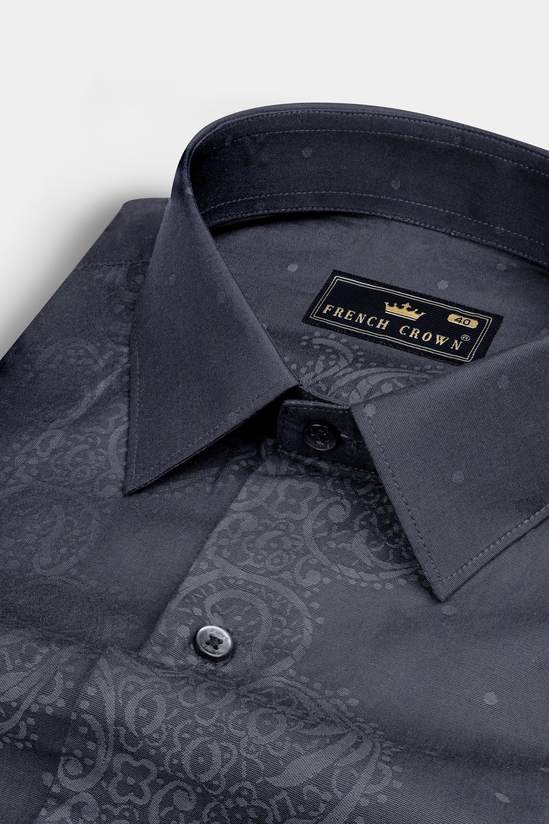 Trout Gray lack Paisley Jacquard Textured Premium Giza Cotton Shirt 12411-BLK-38, 12411-BLK-H-38, 12411-BLK-39, 12411-BLK-H-39, 12411-BLK-40, 12411-BLK-H-40, 12411-BLK-42, 12411-BLK-H-42, 12411-BLK-44, 12411-BLK-H-44, 12411-BLK-46, 12411-BLK-H-46, 12411-BLK-48, 12411-BLK-H-48, 12411-BLK-50, 12411-BLK-H-50, 12411-BLK-52, 12411-BLK-H-52
