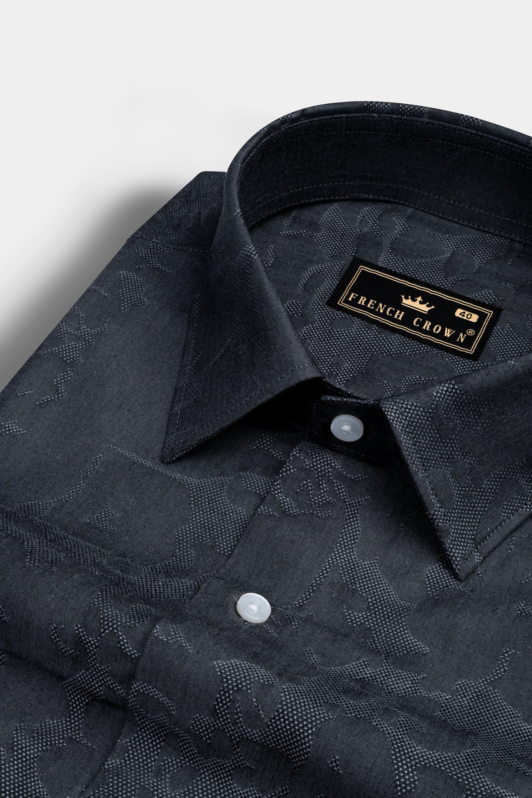 Shark Grey Jacquard Textured Premium Giza Cotton Shirt 12414-38, 12414-H-38, 12414-39, 12414-H-39, 12414-40, 12414-H-40, 12414-42, 12414-H-42, 12414-44, 12414-H-44, 12414-46, 12414-H-46, 12414-48, 12414-H-48, 12414-50, 12414-H-50, 12414-52, 12414-H-52