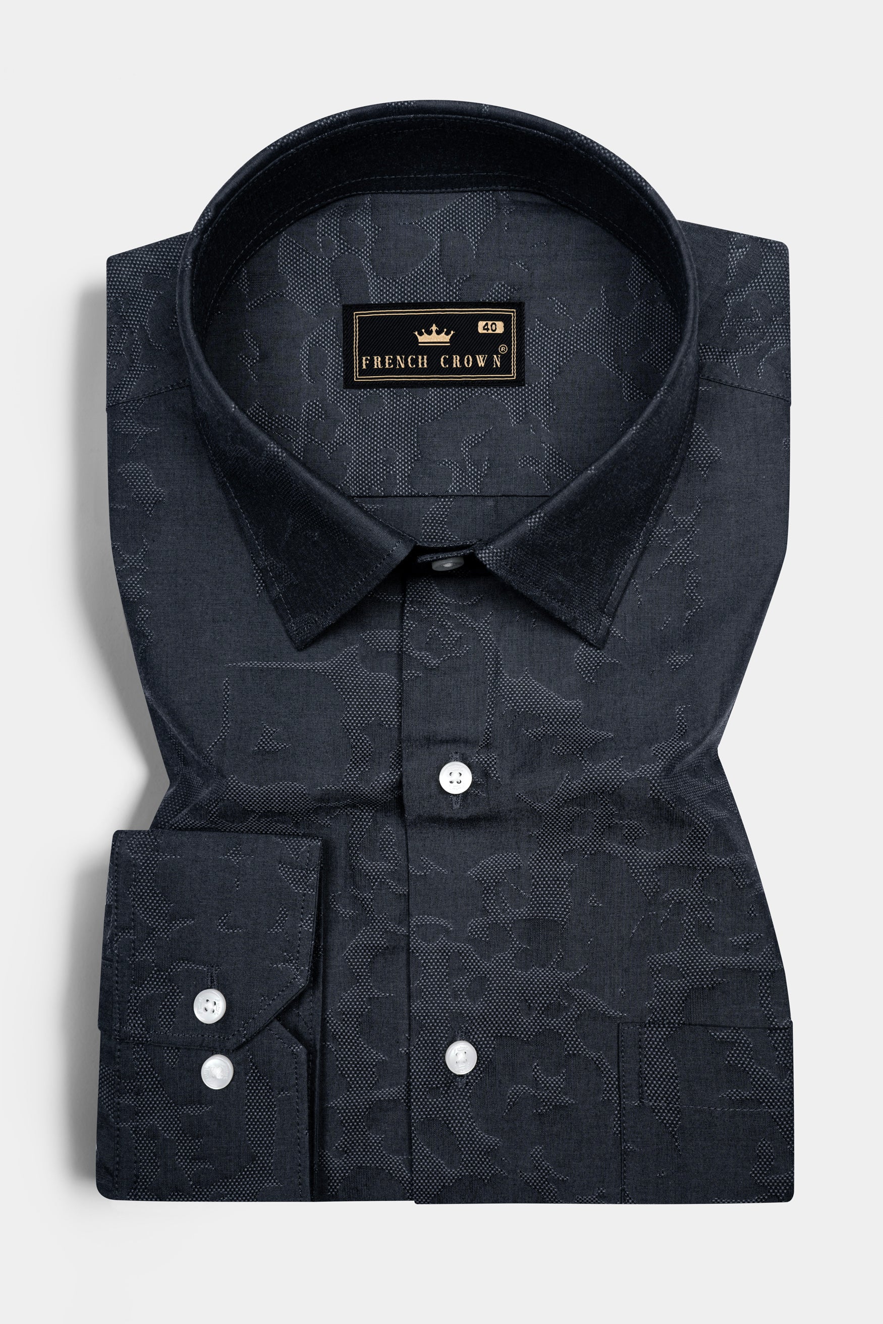 Shark Grey Jacquard Textured Premium Giza Cotton Shirt 12414-38, 12414-H-38, 12414-39, 12414-H-39, 12414-40, 12414-H-40, 12414-42, 12414-H-42, 12414-44, 12414-H-44, 12414-46, 12414-H-46, 12414-48, 12414-H-48, 12414-50, 12414-H-50, 12414-52, 12414-H-52