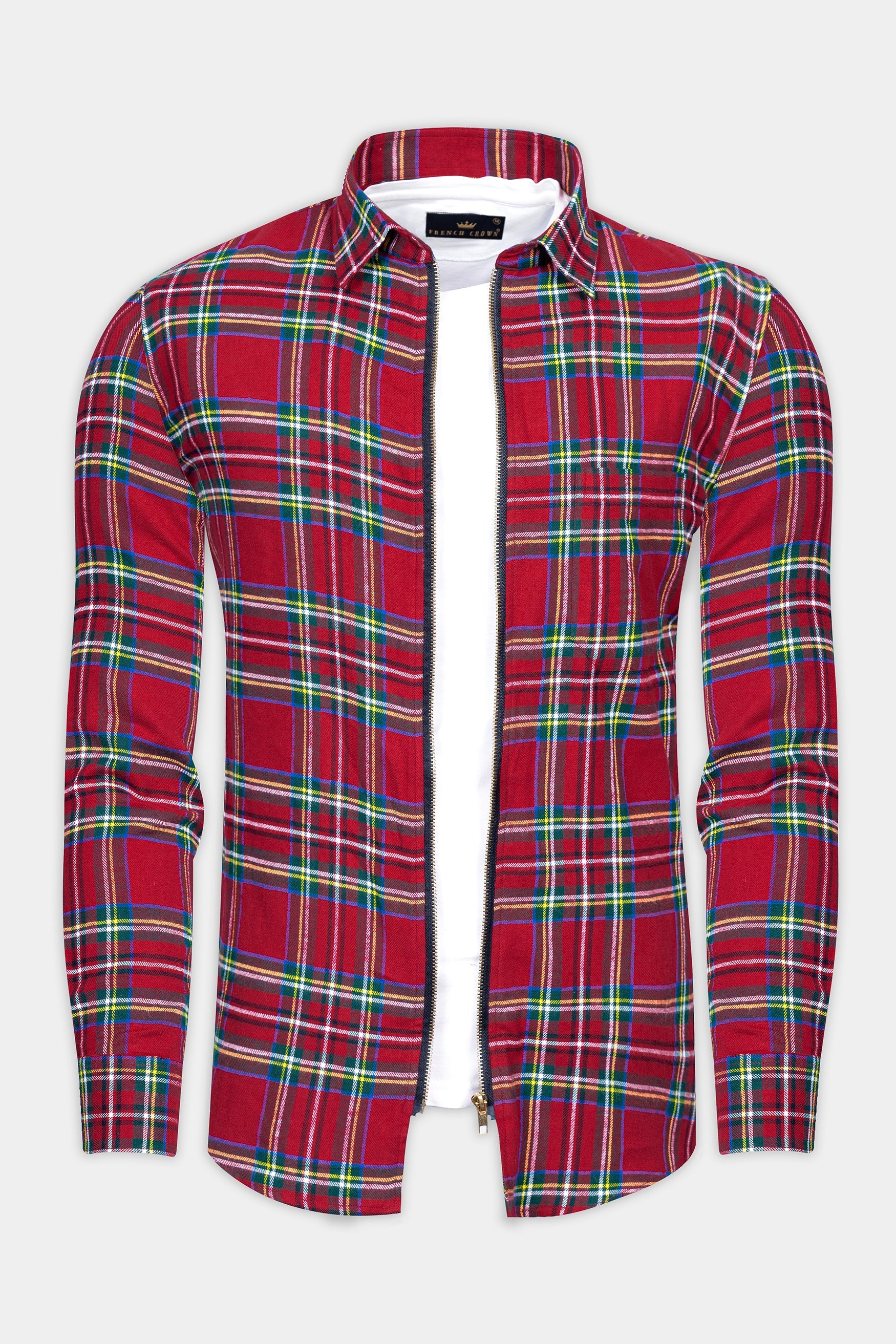 Shiraz Red Multicolour checkered Flannel Overshirt