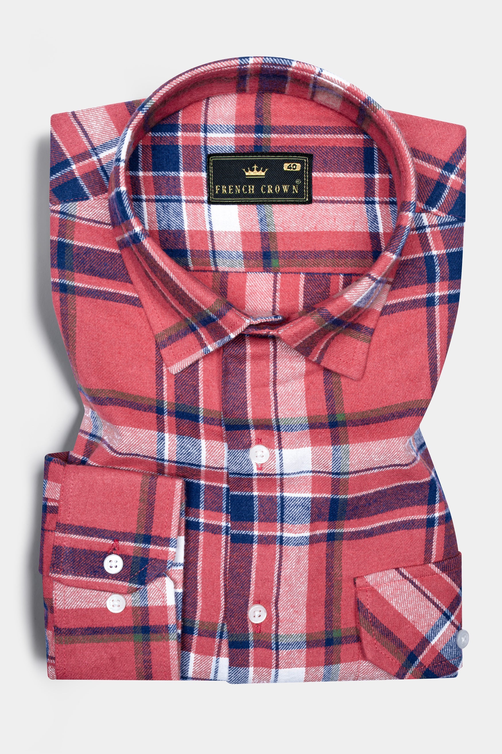 Fuzzy Wuzzy Red with Zodiac Blue Plaid Flannel Shirt 12464-38, 12464-H-38, 12464-39, 12464-H-39, 12464-40, 12464-H-40, 12464-42, 12464-H-42, 12464-44, 12464-H-44, 12464-46, 12464-H-46, 12464-48, 12464-H-48, 12464-50, 12464-H-50, 12464-52, 12464-H-52