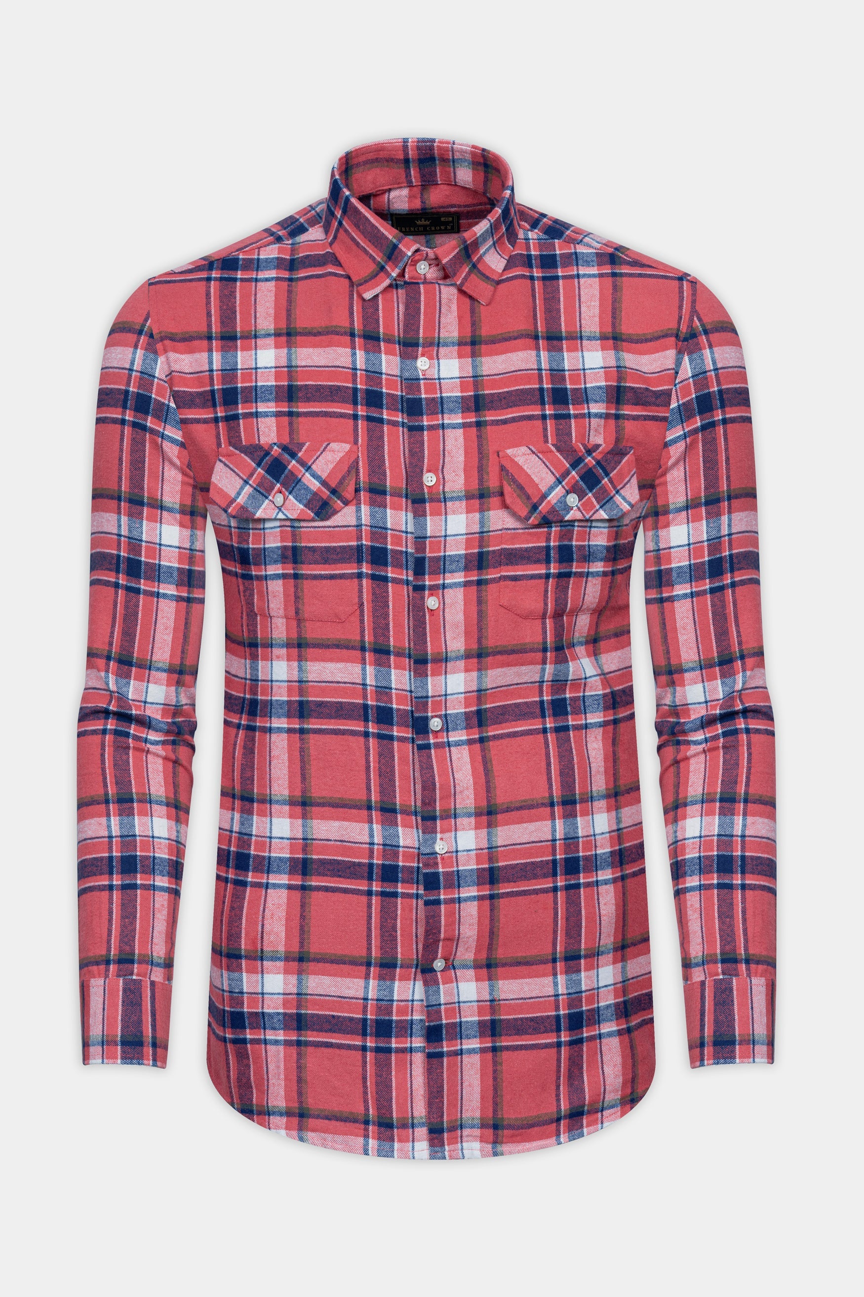 Fuzzy Wuzzy Red with Zodiac Blue Plaid Flannel Shirt 12464-38, 12464-H-38, 12464-39, 12464-H-39, 12464-40, 12464-H-40, 12464-42, 12464-H-42, 12464-44, 12464-H-44, 12464-46, 12464-H-46, 12464-48, 12464-H-48, 12464-50, 12464-H-50, 12464-52, 12464-H-52