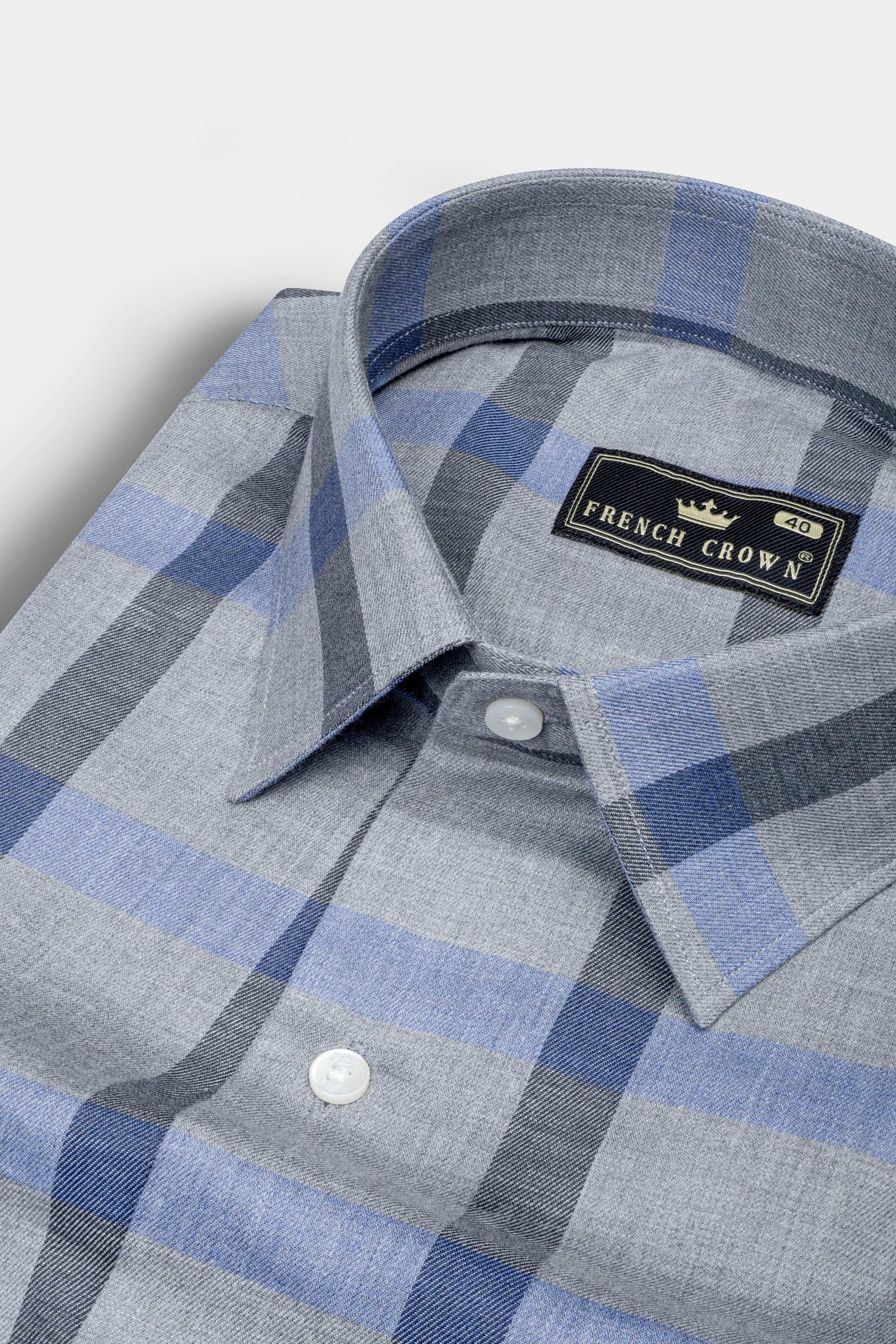 Chateau Gray windowpane Twill Premium Cotton Shirt 12466-38, 12466-H-38, 12466-39, 12466-H-39, 12466-40, 12466-H-40, 12466-42, 12466-H-42, 12466-44, 12466-H-44, 12466-46, 12466-H-46, 12466-48, 12466-H-48, 12466-50, 12466-H-50, 12466-52, 12466-H-52