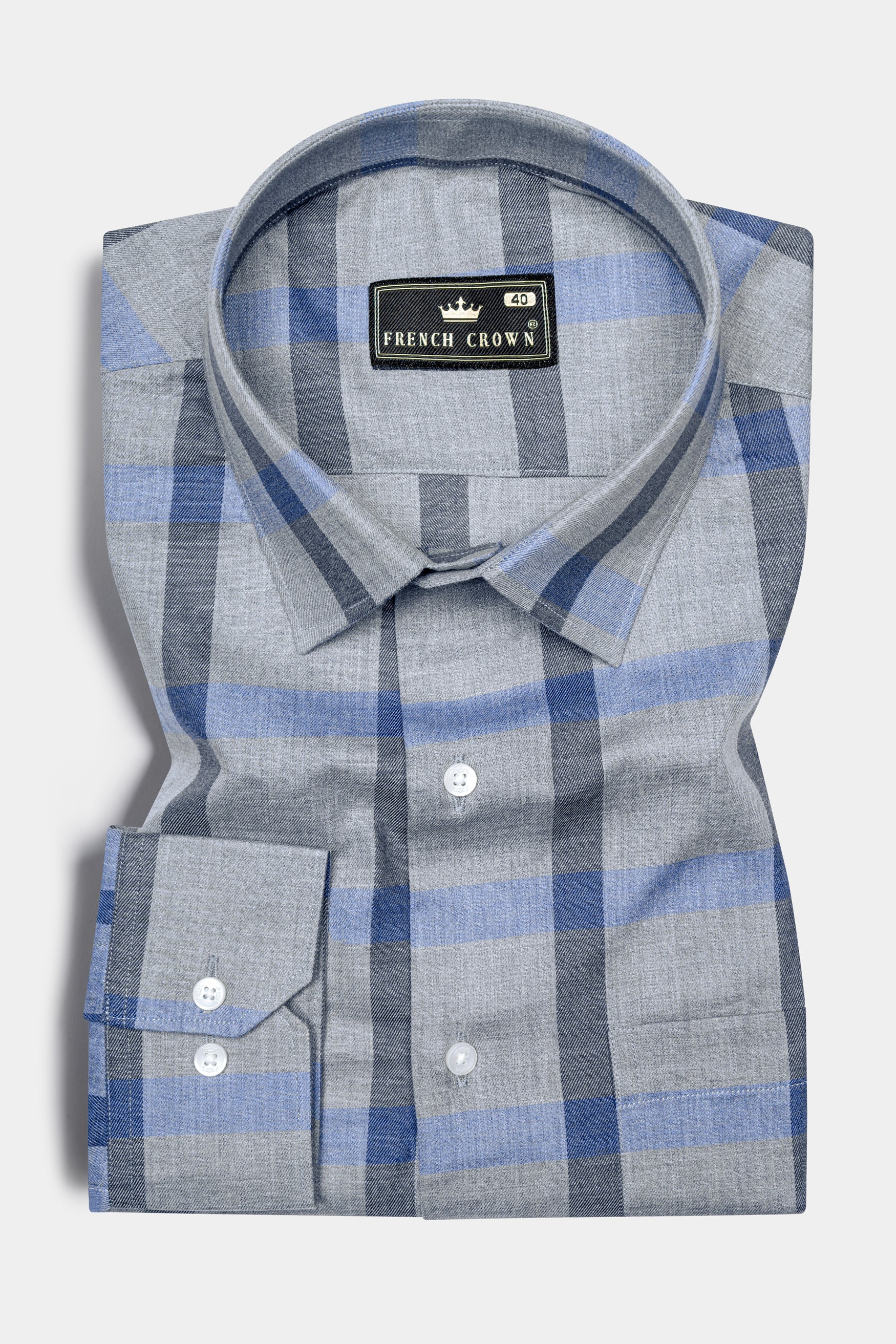 Chateau Gray windowpane Twill Premium Cotton Shirt 12466-38, 12466-H-38, 12466-39, 12466-H-39, 12466-40, 12466-H-40, 12466-42, 12466-H-42, 12466-44, 12466-H-44, 12466-46, 12466-H-46, 12466-48, 12466-H-48, 12466-50, 12466-H-50, 12466-52, 12466-H-52