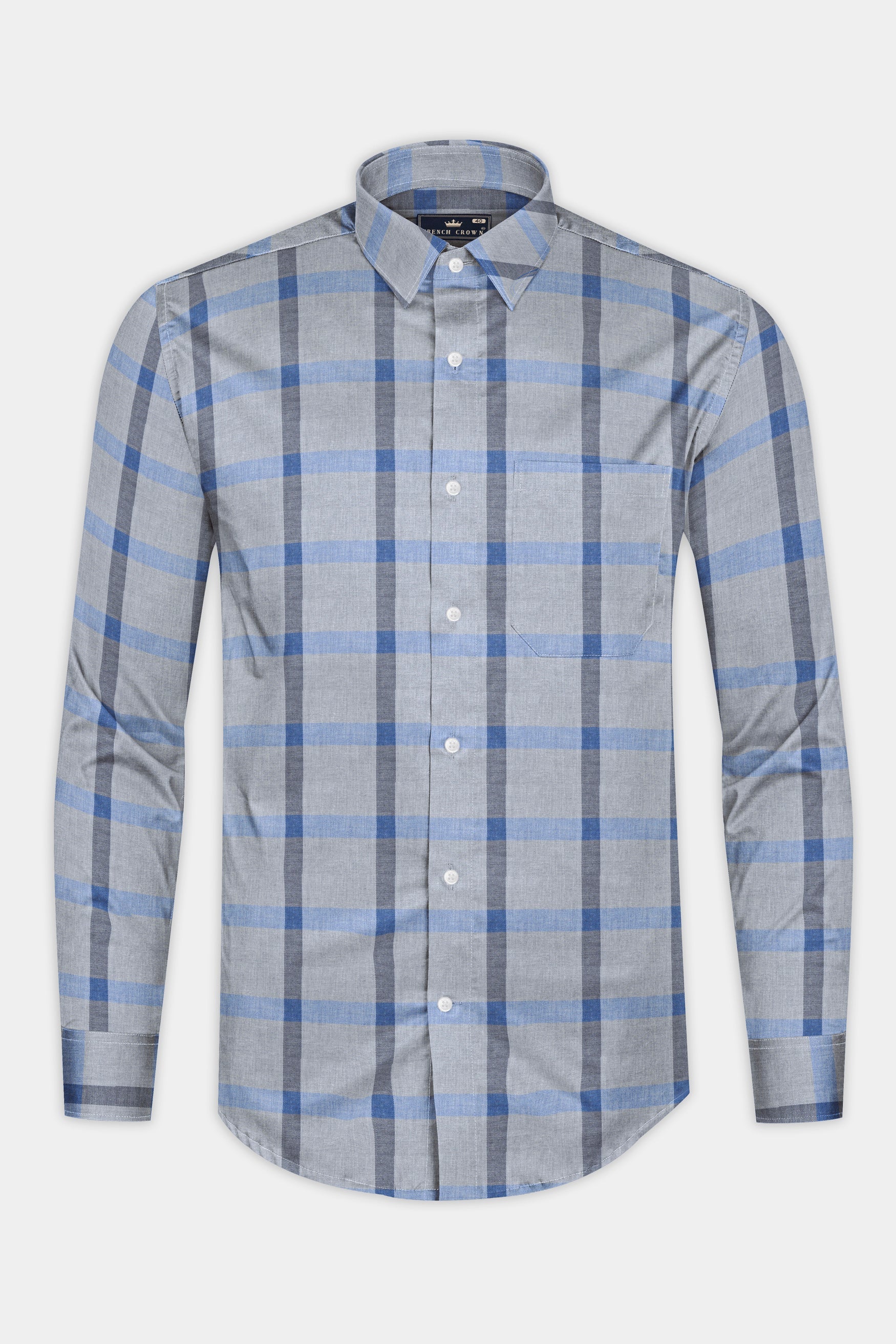 Chateau Gray windowpane Twill Premium Cotton Shirt 12466-38, 12466-H-38, 12466-39, 12466-H-39, 12466-40, 12466-H-40, 12466-42, 12466-H-42, 12466-44, 12466-H-44, 12466-46, 12466-H-46, 12466-48, 12466-H-48, 12466-50, 12466-H-50, 12466-52, 12466-H-52